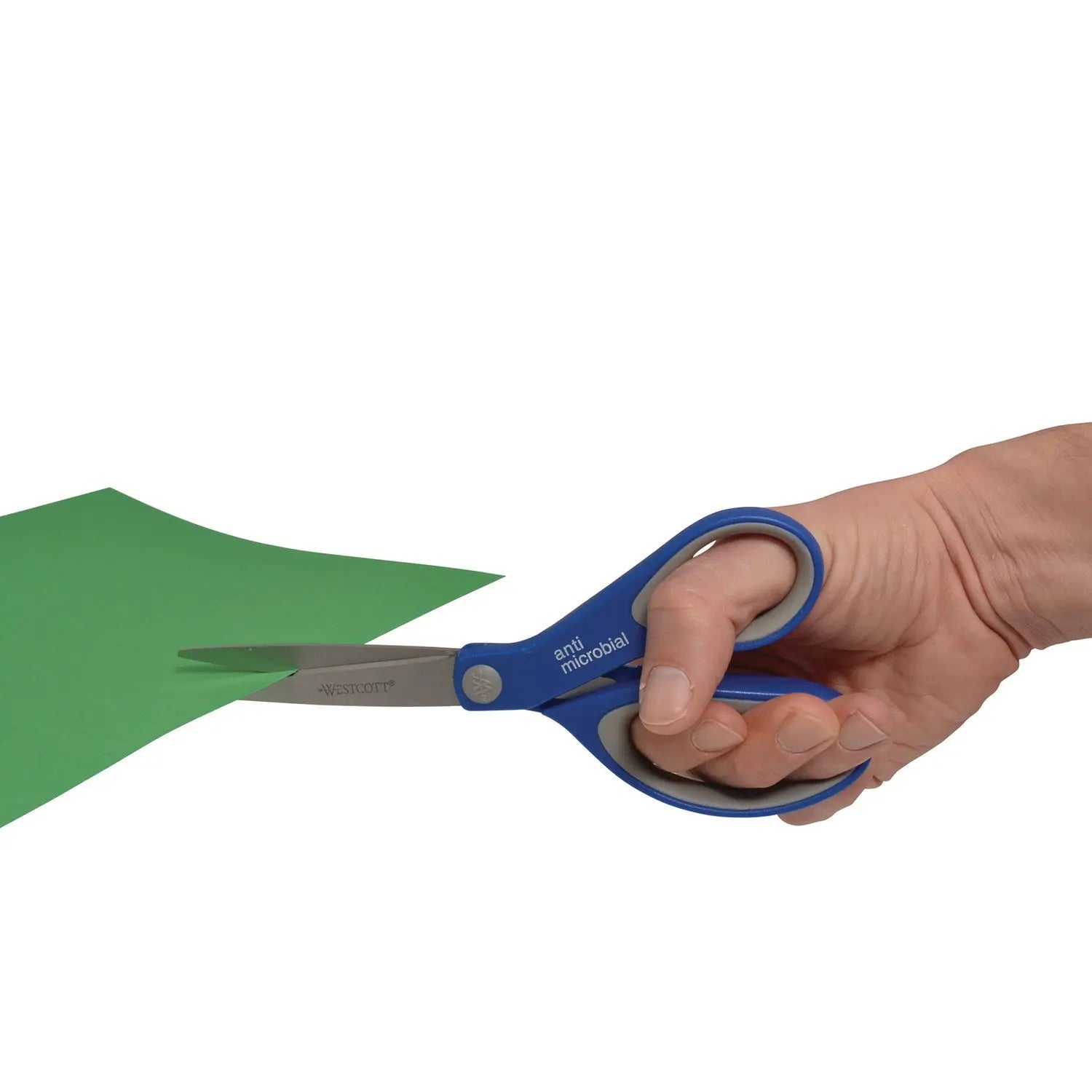 Scissors with Antimicrobial Protection, 8" Long, 3.25" Cut Length, Straight Blue/Gray Handle, 3/Pack Westcott® Flipcost