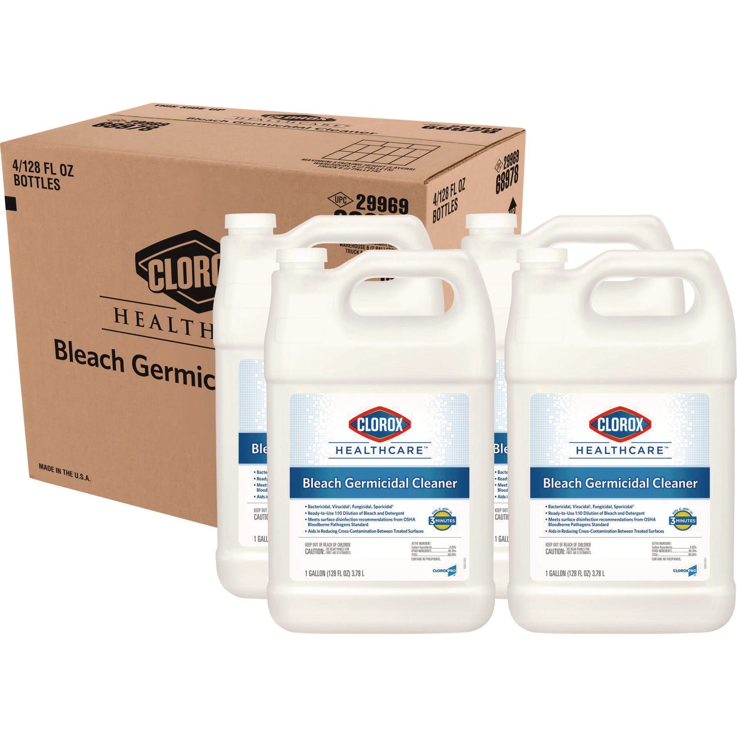 Bleach Germicidal Cleaner, 128 oz Refill Bottle, 4/Carton