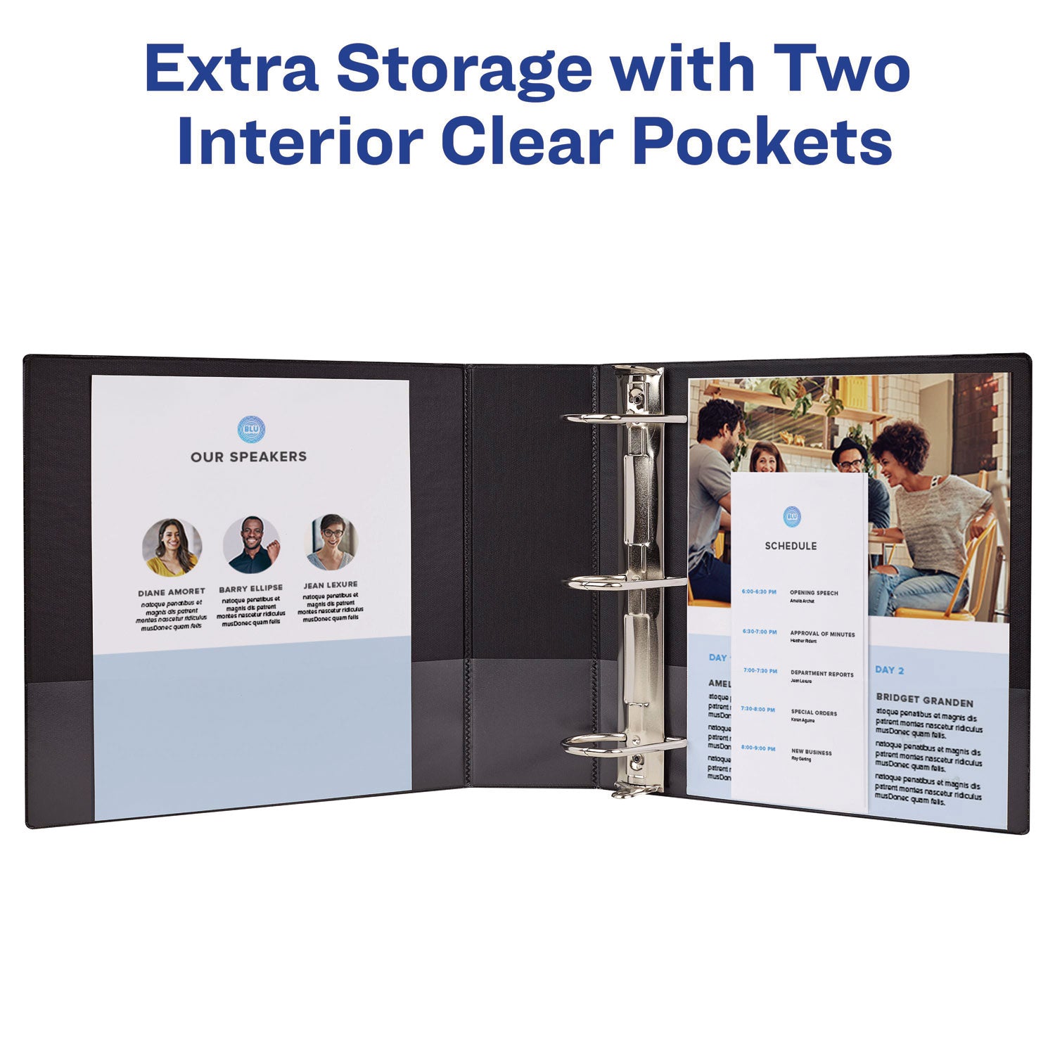 Avery® Showcase Economy View Binders with Slant Rings, 3 Rings, 3" Capacity, 11 x 8.5, Black