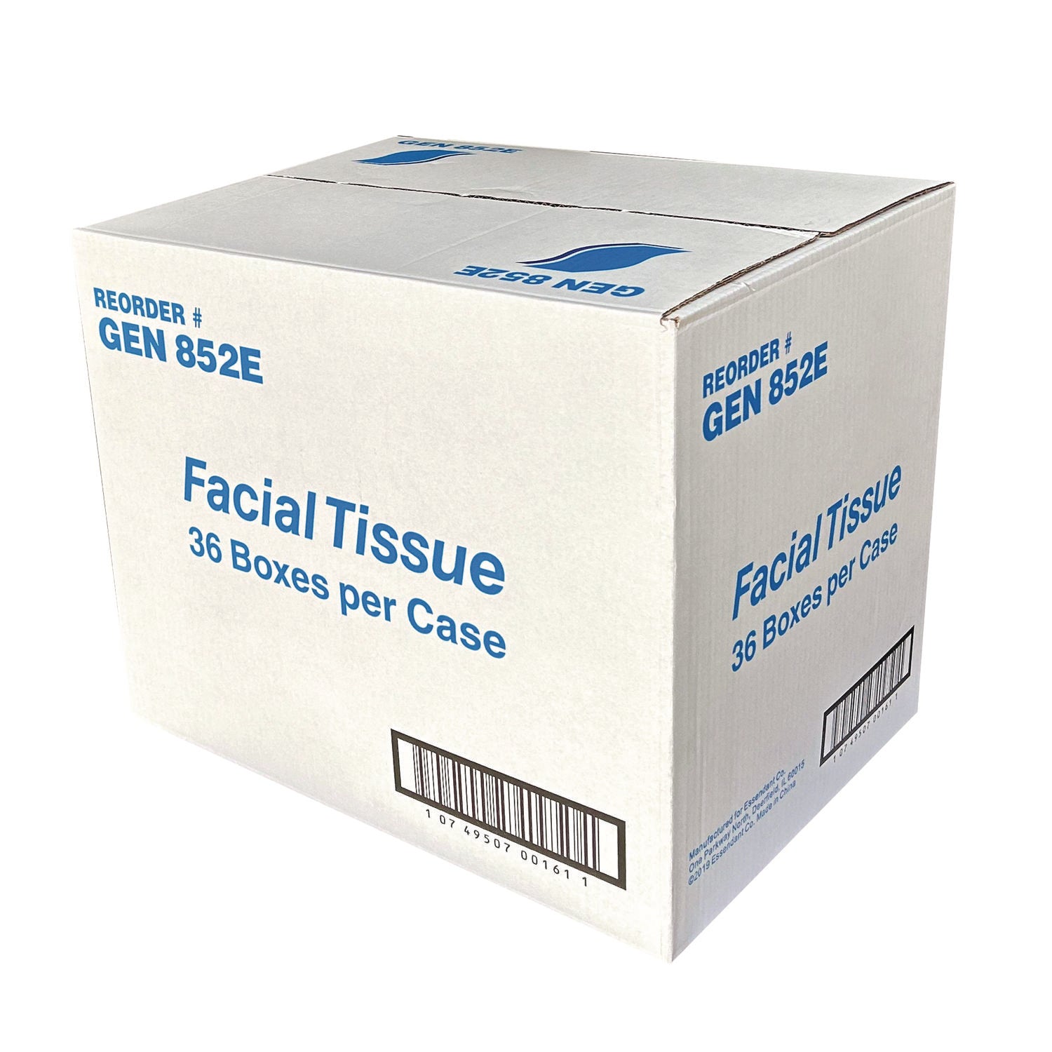 GEN Facial Tissue Cube Box, 2-Ply, White, 85 Sheets/box, 36 Boxes/carton