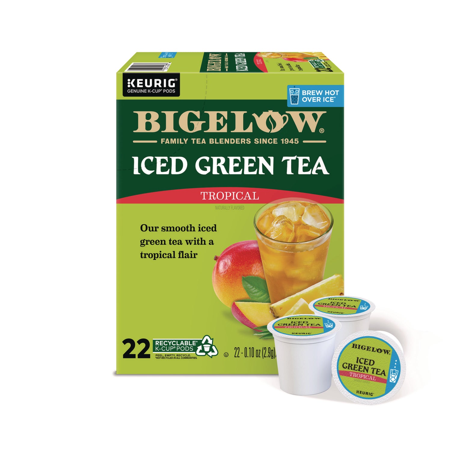 Bigelow® Tropical Iced Green Tea, K-Cup, 0.10 oz, 22/Box