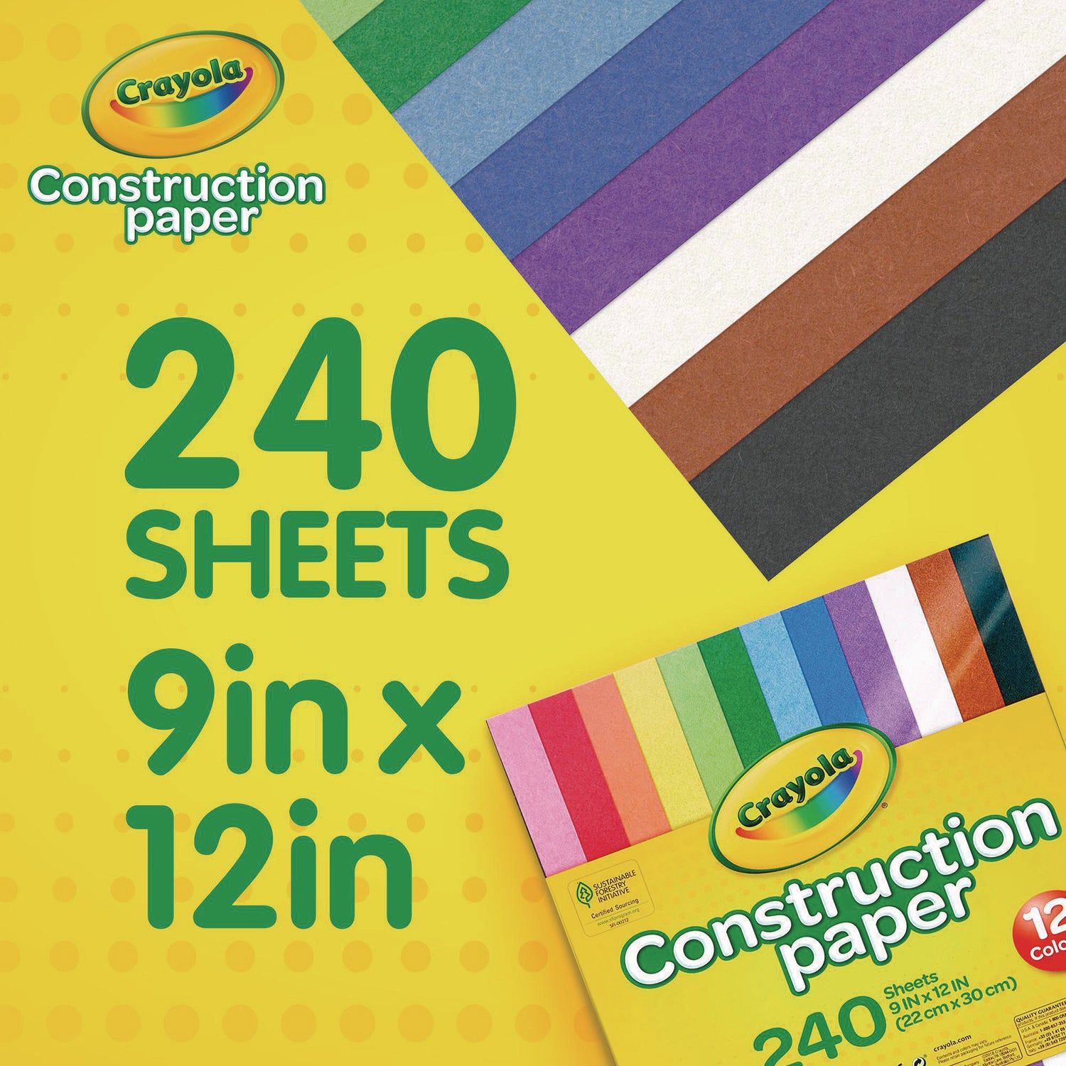 Crayola® Construction Paper, 9 x 12, Assorted Colors, 240 Sheets/Pack