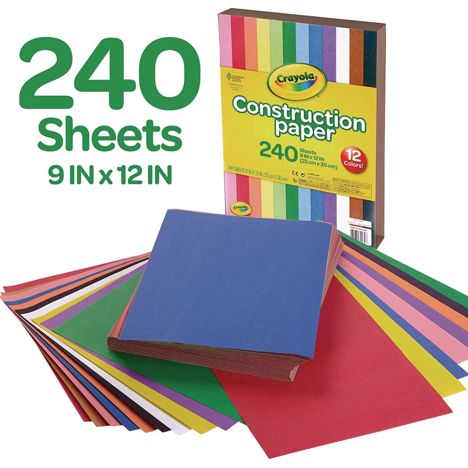 Crayola® Construction Paper, 9 x 12, Assorted Colors, 240 Sheets/Pack