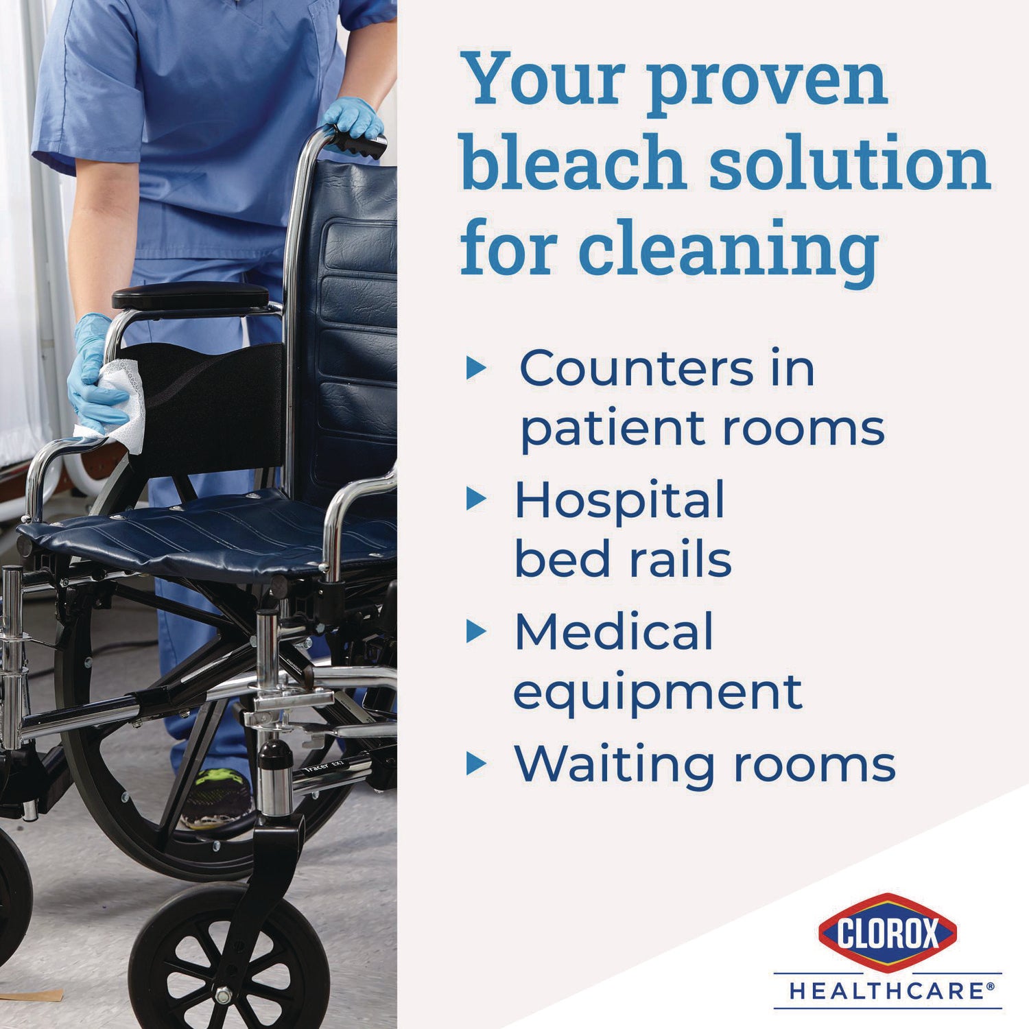 Clorox Healthcare® Bleach Germicidal Wipes, 1-Ply, 6.75 x 9, Unscented, White, 50/Box, 6 Boxes/Carton