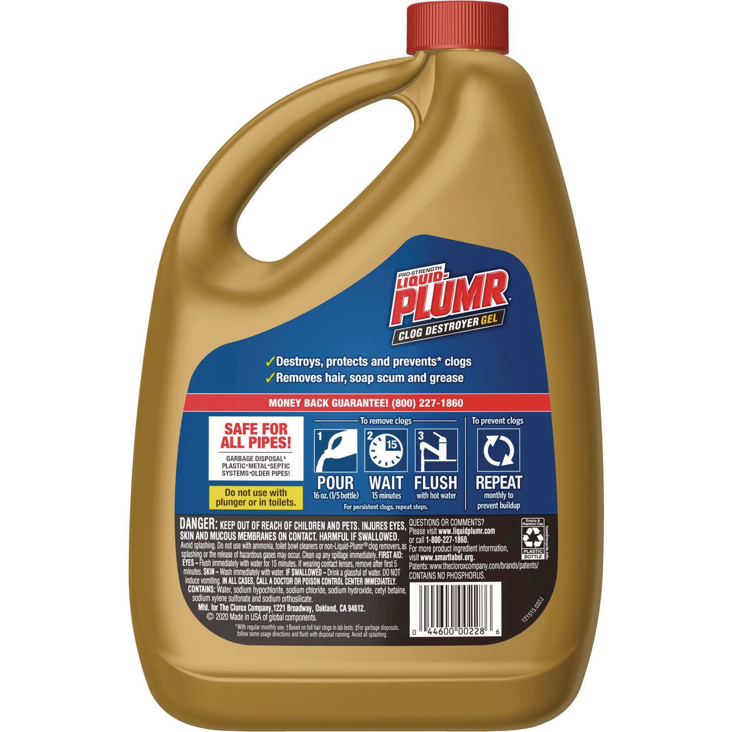 Liquid Plumr® Pro-Strength Full Clog Destroyer Plus PipeGuard, Gel, 80 oz