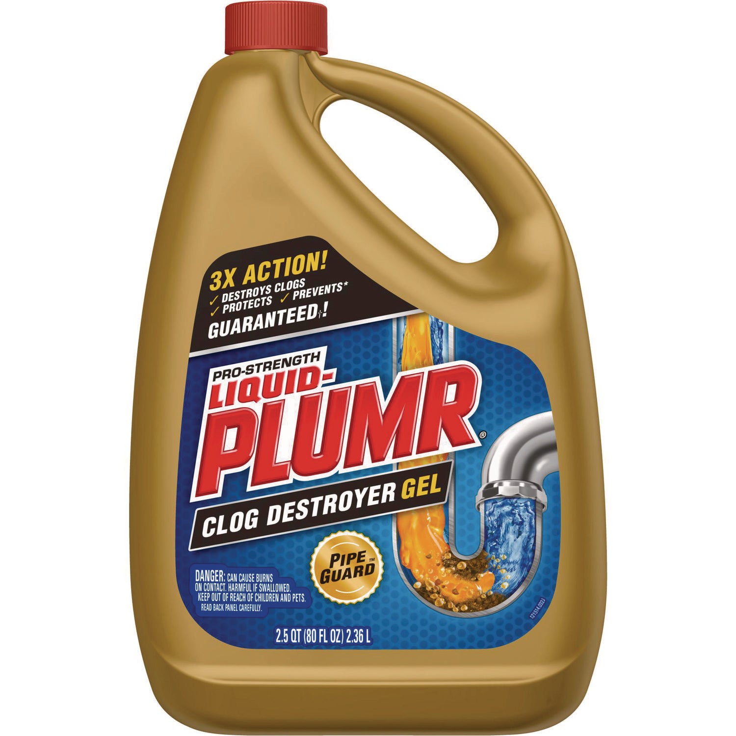 Liquid Plumr® Pro-Strength Full Clog Destroyer Plus PipeGuard, Gel, 80 oz, 6/Carton