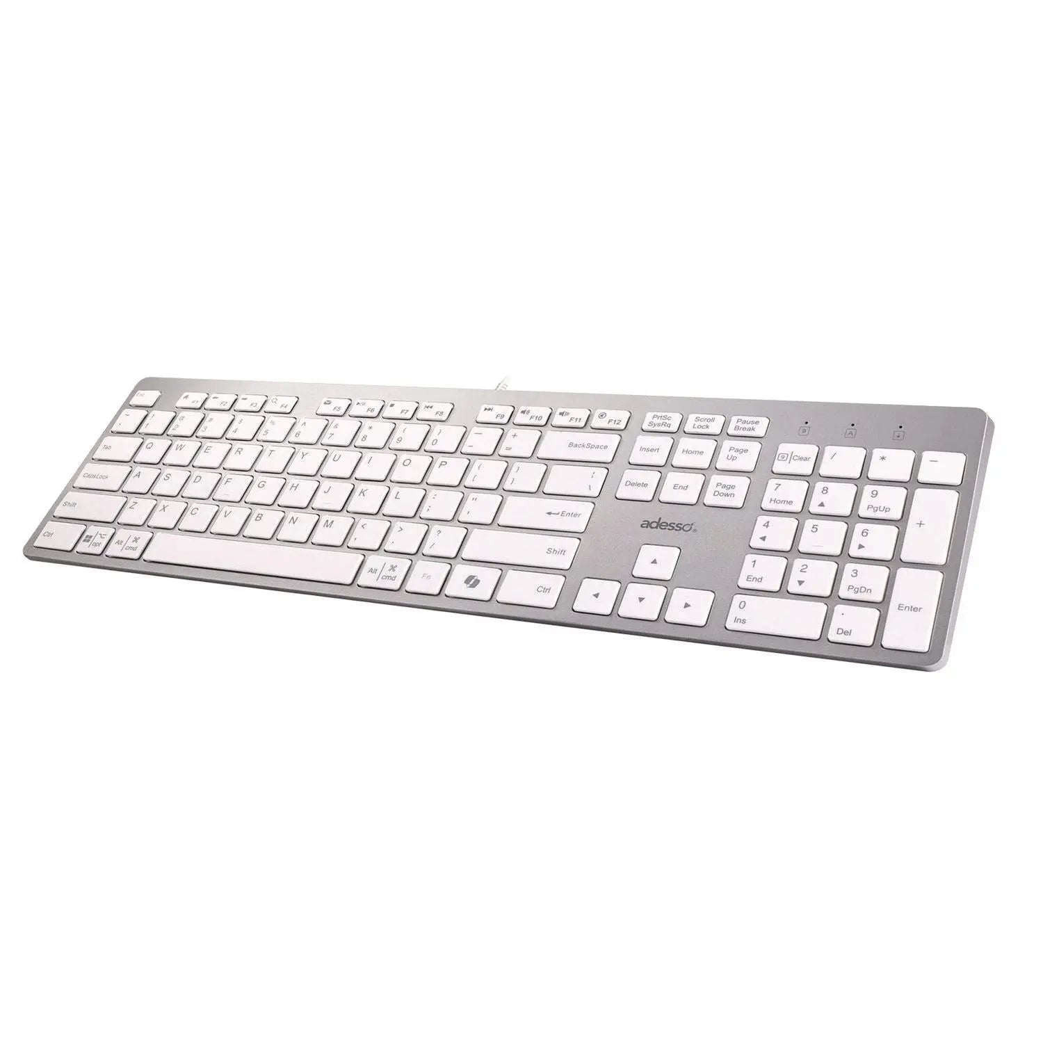 AKB-730UW Keyboard, Silver/White Adesso Flipcost