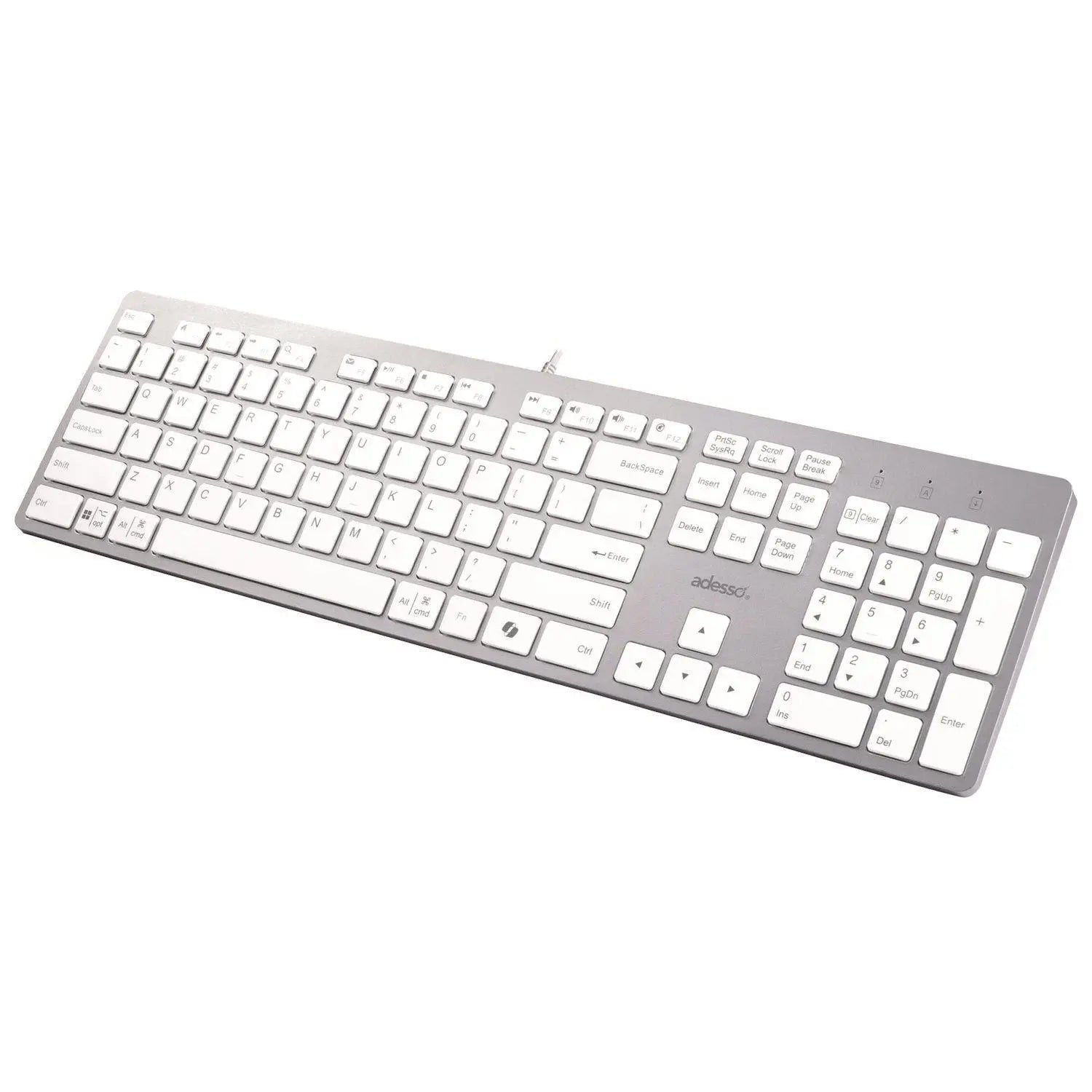 AKB-730UW Keyboard, Silver/White Adesso Flipcost