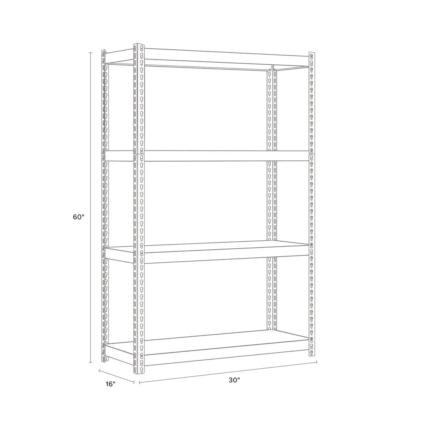 Steel Shelving with Particleboard Shelves, Four-Shelf, 30w x 16d x 60h, Steel, Black Alera® Flipcost