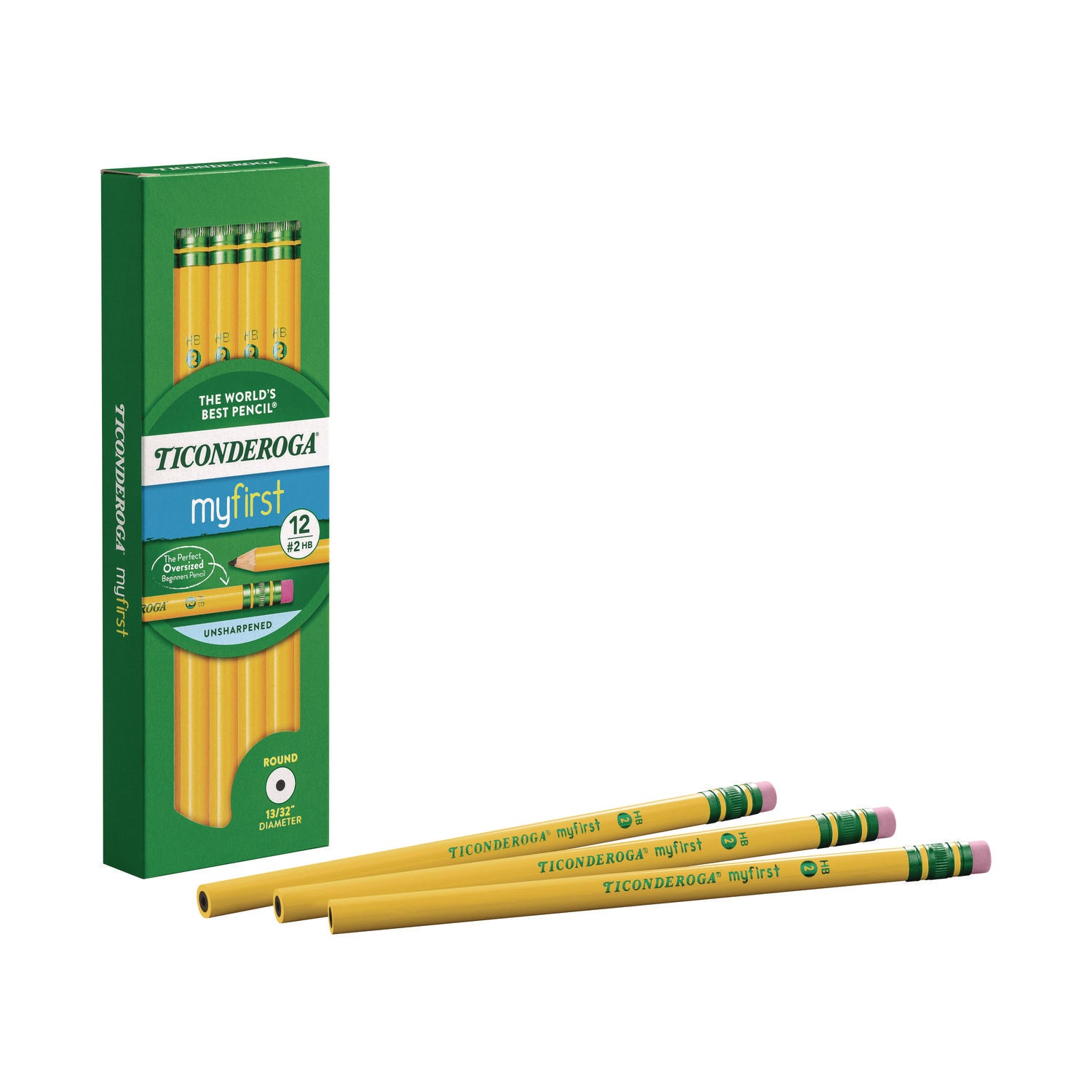 Dixon® Ticonderoga Beginners Woodcase Pencil With Eraser And Microban Protection, Hb (#2), Black Lead, Yellow Barrel, Dozen