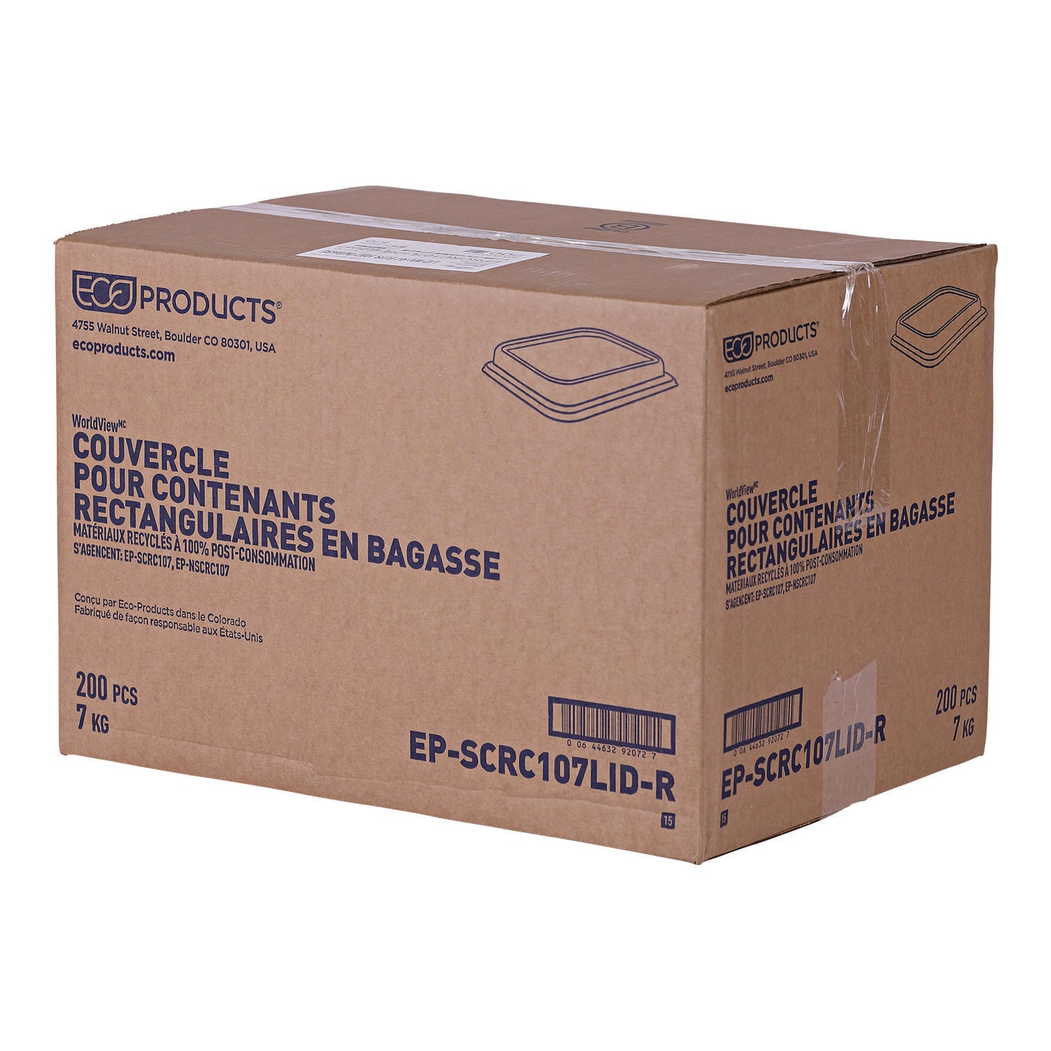 Eco-Products® Worldview 100% Recycled Content Lid, 10.82 x 10.71 x 1.83, Clear, Plastic, 200/Carton