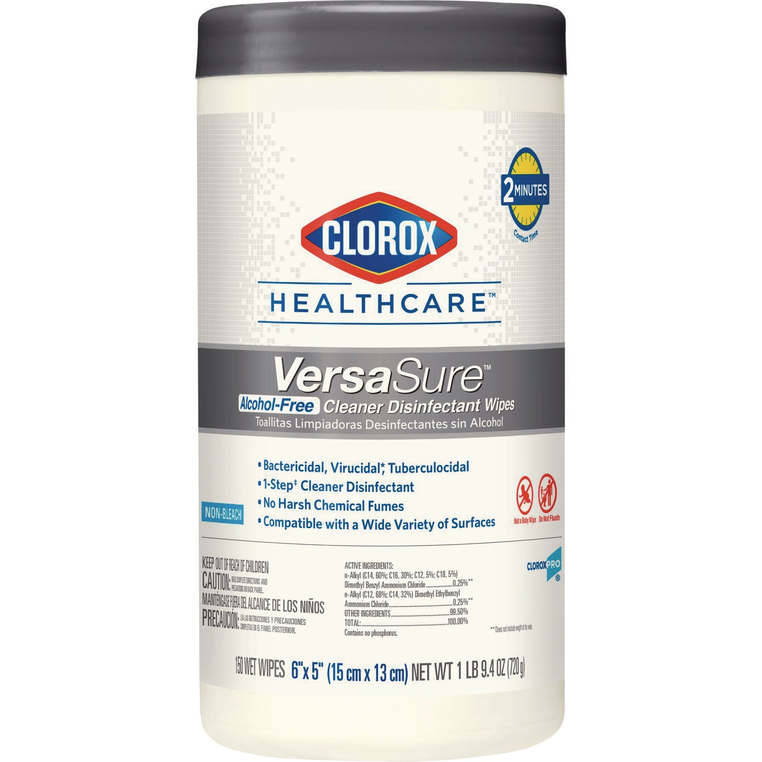 VersaSure Cleaner Disinfectant Wipes, 1-Ply, 6.75 x 8, Fragranced, White, 150 Towels/Canister