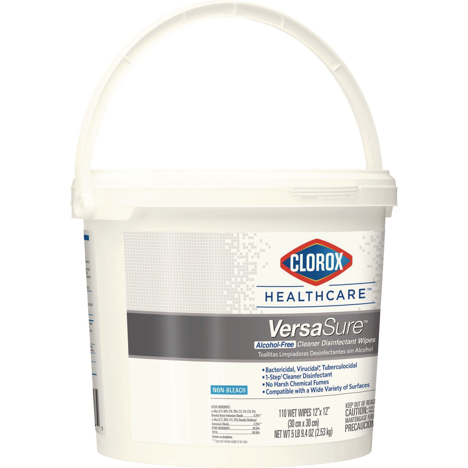 Clorox Healthcare® VersaSure Cleaner Disinfectant Wipes, 1-Ply, 12 x 12, Fragranced, White, 110/Bucket, 2 Buckets/Carton