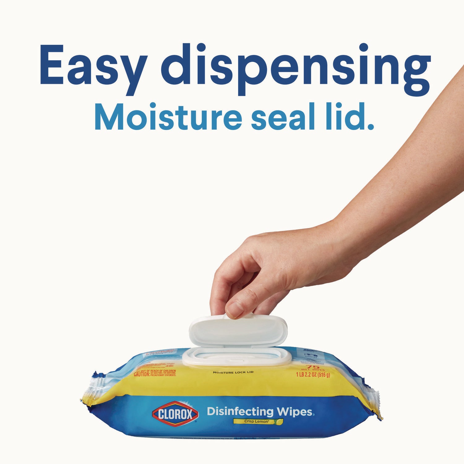 Clorox® Disinfecting Wipes, Easy Pull Pack, 1-Ply, 8 x 7, Lemon Scent, White, 75 Towels/Box, 6 Boxes/Carton