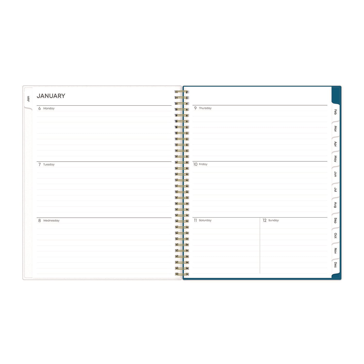Blue Sky® Bakah Blue Weekly/Monthly Planner, Floral Artwork, 11 x 8.5, Blue/White Cover, 12-Month (Jan to Dec): 2025