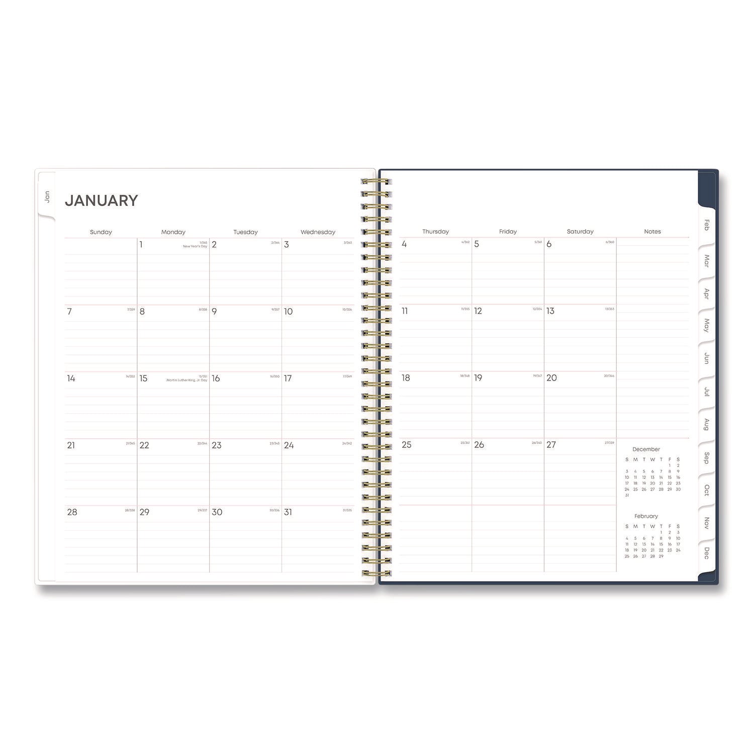 Blue Sky® Ashlyn Weekly/Monthly Planner, Floral Artwork, 11 x 8.5, Navy/Multicolor Cover, 12-Month (Jan to Dec): 2025