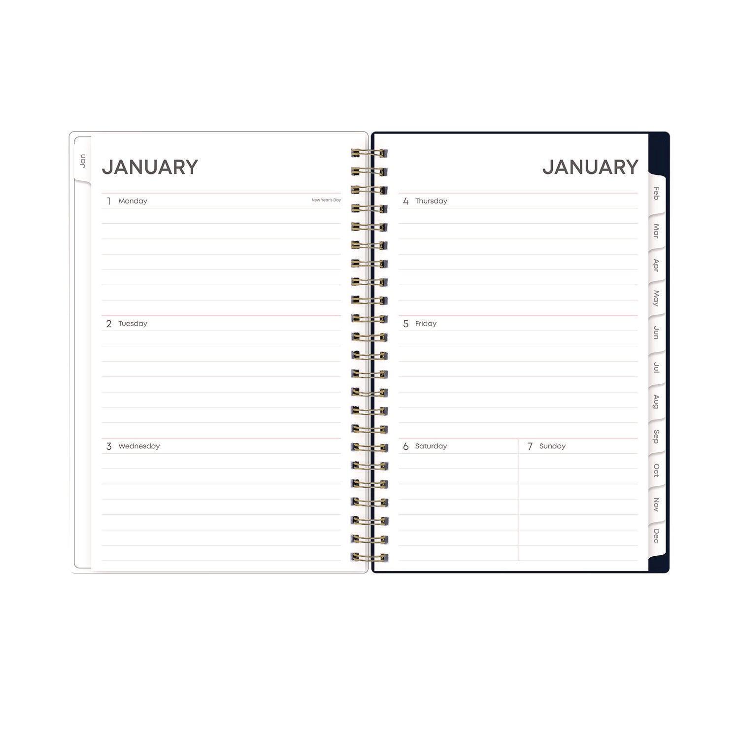 Blue Sky® Ashlyn Weekly/Monthly Planner, Floral Artwork, 8 x 5, Navy/Multicolor Cover, 12-Month (Jan to Dec): 2025