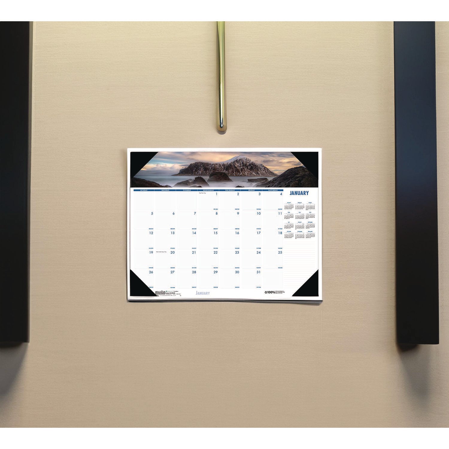 House of Doolittle™ Earthscapes Recycled Monthly Desk Pad Calendar, Coastlines Photos, 18.5 x 13, Black Binding/Corners,12-Month (Jan-Dec): 2025