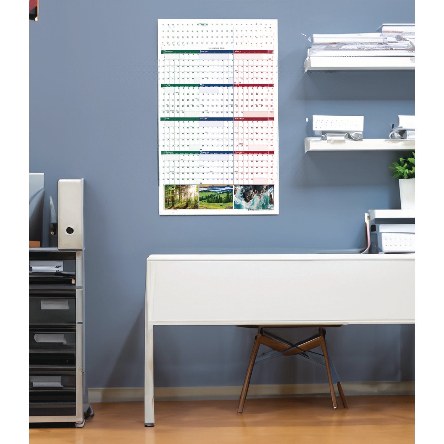 House of Doolittle™ Earthscapes Recycled Reversible/Erasable Yearly Wall Calendar, Nature Photos, 32 x 48, White Sheets, 12-Month (Jan-Dec): 2025