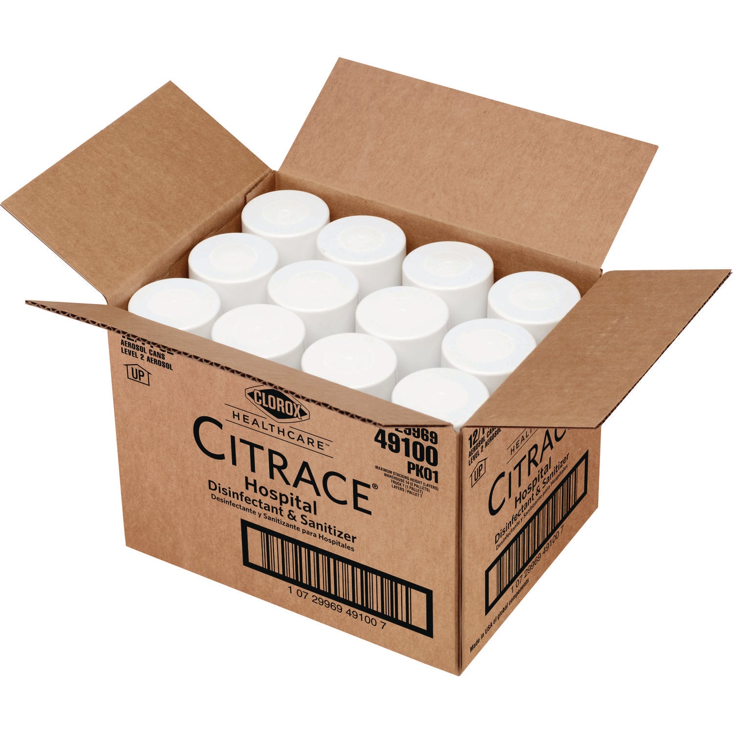 Clorox Healthcare® Citrace Hospital Disinfectant and Sanitizer, Citrus, 14 oz Aerosol Spray, 12/Carton