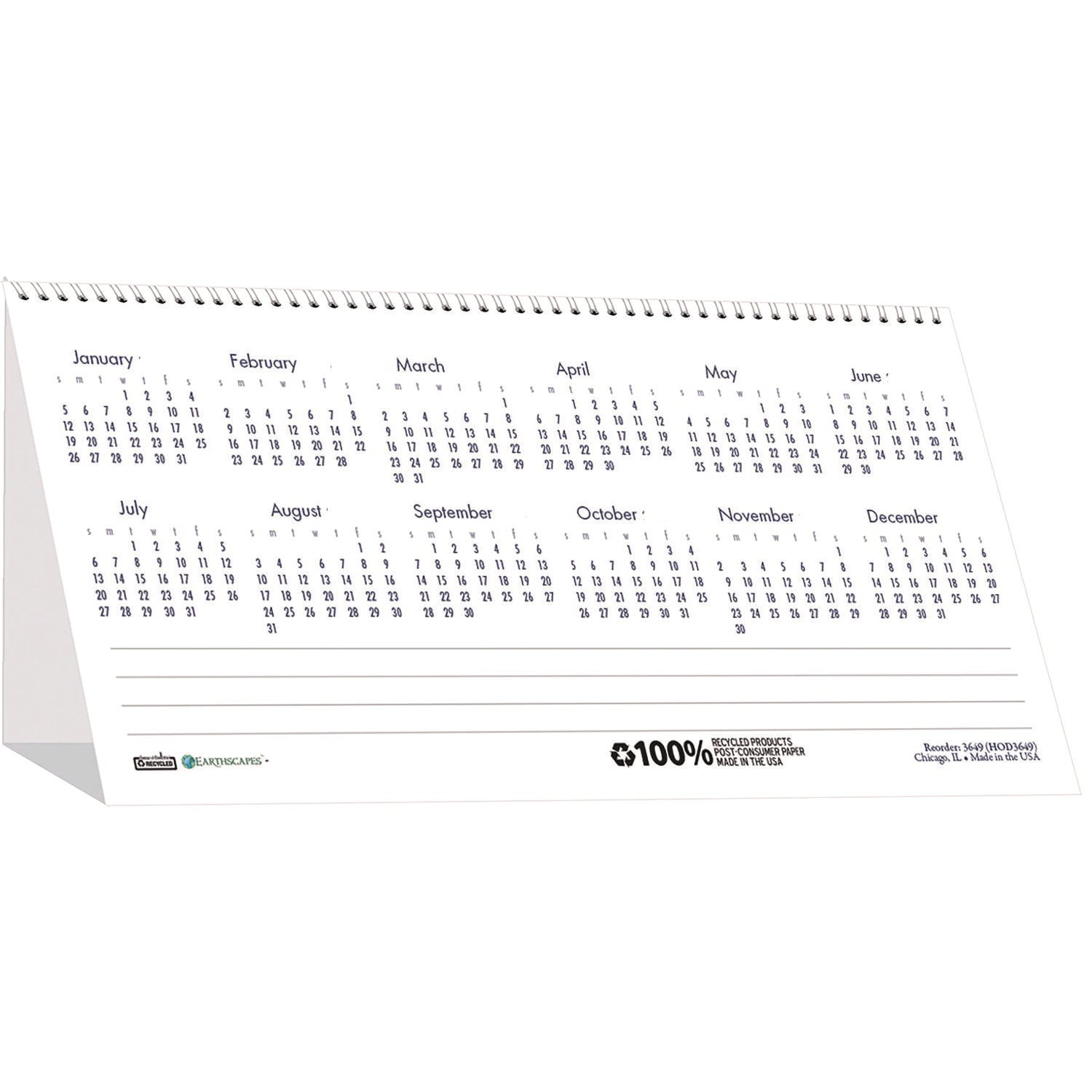 House of Doolittle™ Earthscapes Recycled Desk Tent Monthly Calendar, Puppies Photography, 8.5 x 4.5, White Sheets, 12-Month (Jan to Dec): 2025