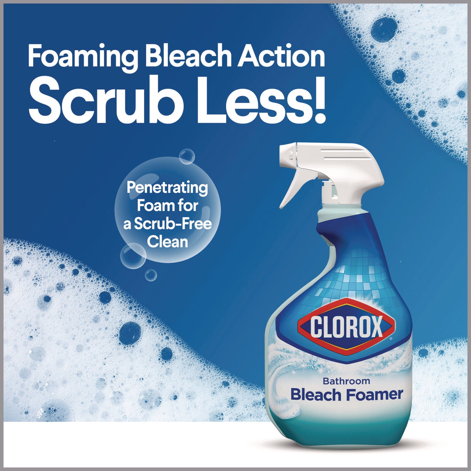Clorox® Bathroom Foamer with Bleach, Ocean Mist, 30 oz Spray Bottle, 9/Carton