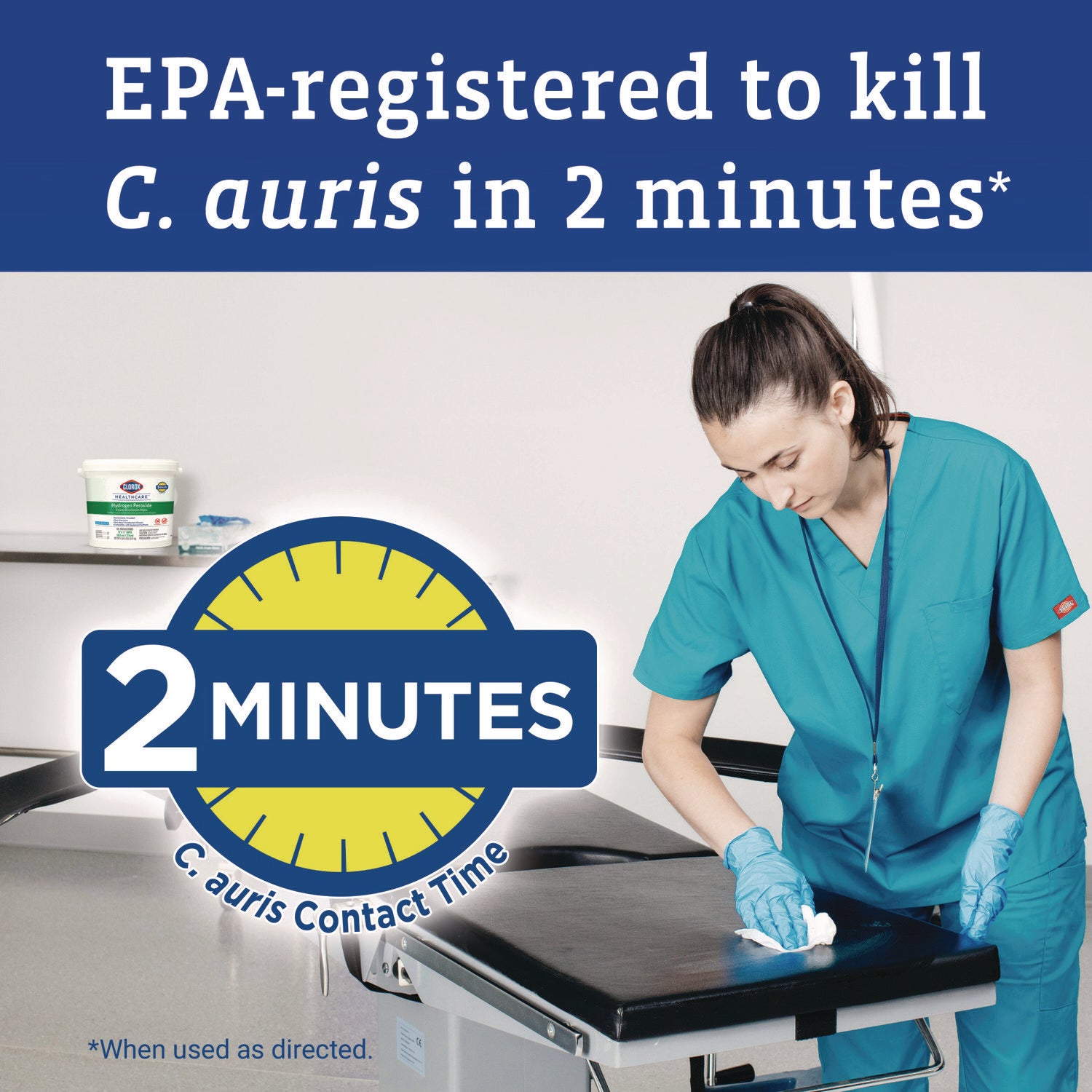 Clorox Healthcare® Hydrogen Peroxide Cleaner Disinfectant Wipes, 9 x 6.75, Unscented, White, 95/Canister, 6 Canisters/Carton