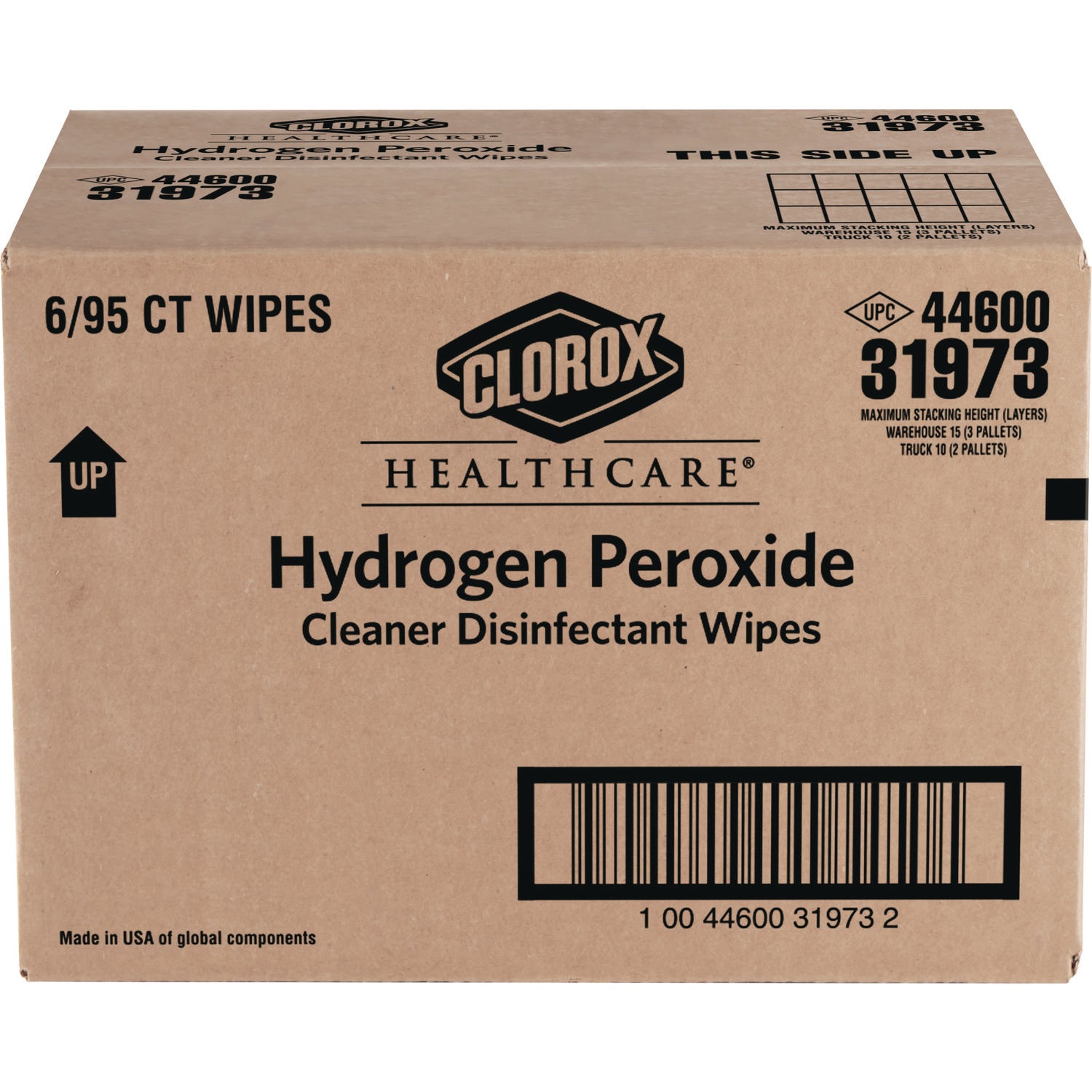 Clorox Healthcare® Hydrogen Peroxide Cleaner Disinfectant Wipes, 9 x 6.75, Unscented, White, 95/Canister, 6 Canisters/Carton