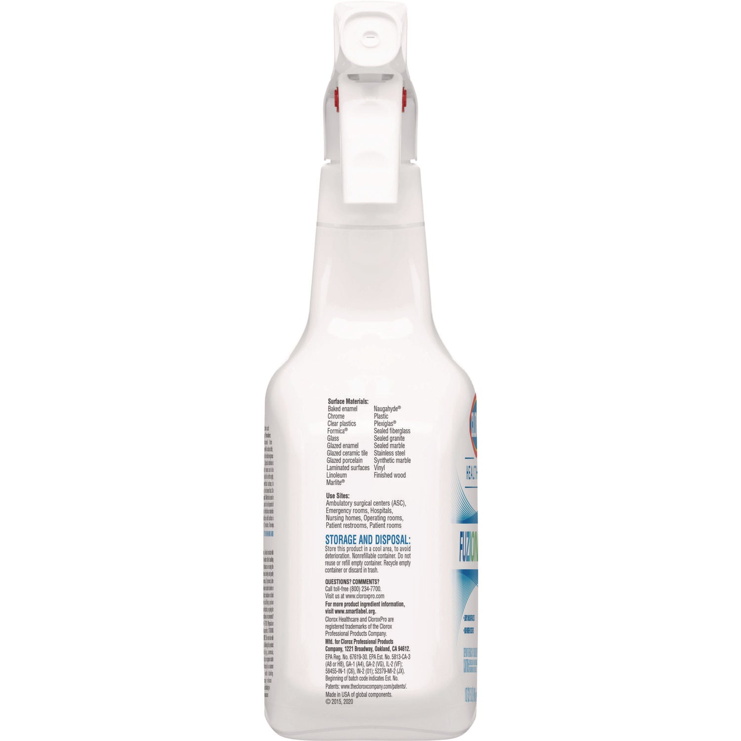 Clorox Healthcare® Fuzion Cleaner Disinfectant, Unscented, 32 Oz Spray Bottle, 9/carton