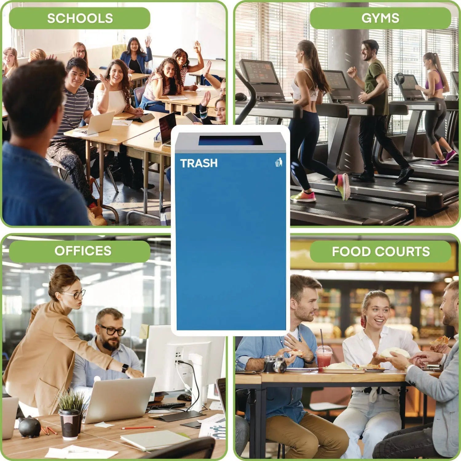 29 Gallon Trash/Recycling Cans, Steel, Blue Trash Can with Square Lid Alpine Industries Flipcost