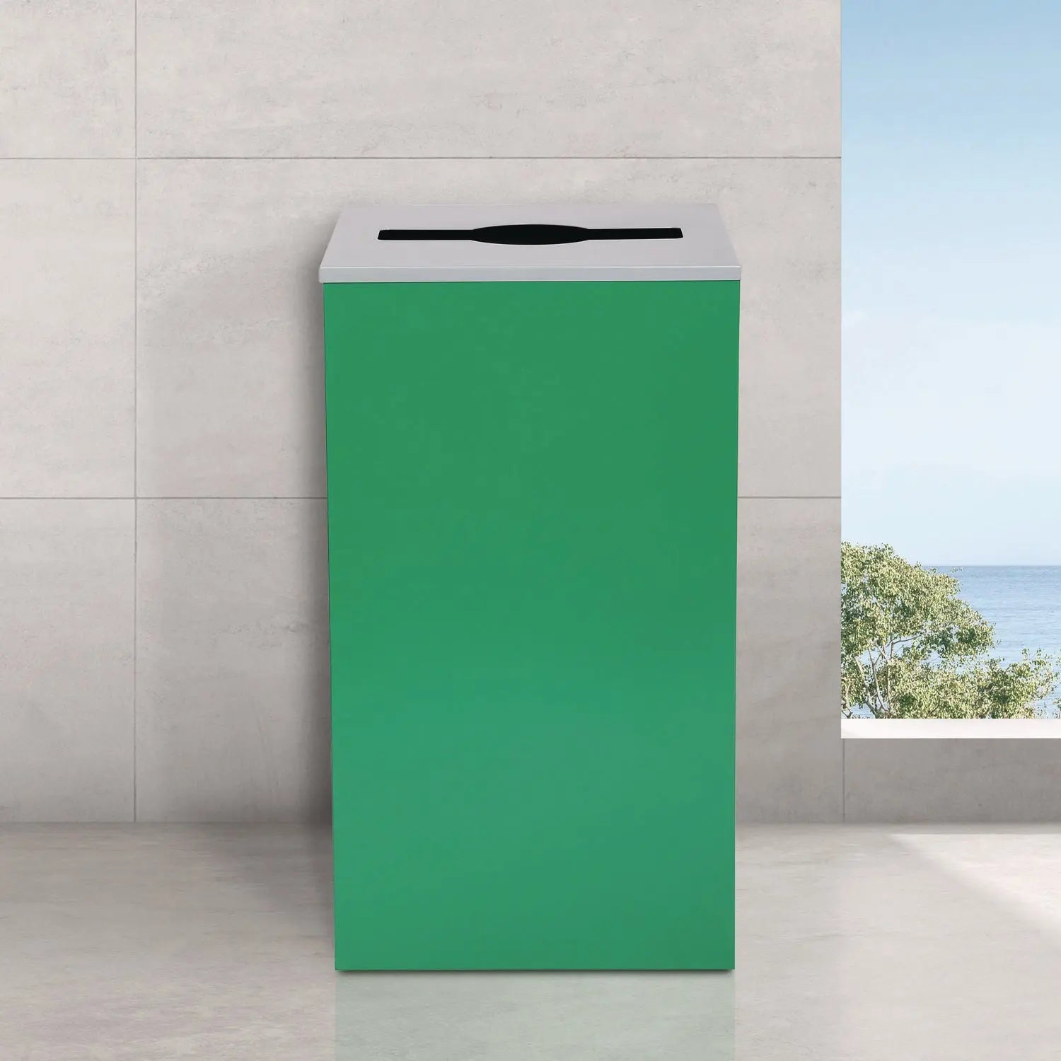 29 Gallon Trash/Recycling Cans, Steel, Green Can with Mixed Lid Alpine Industries Flipcost