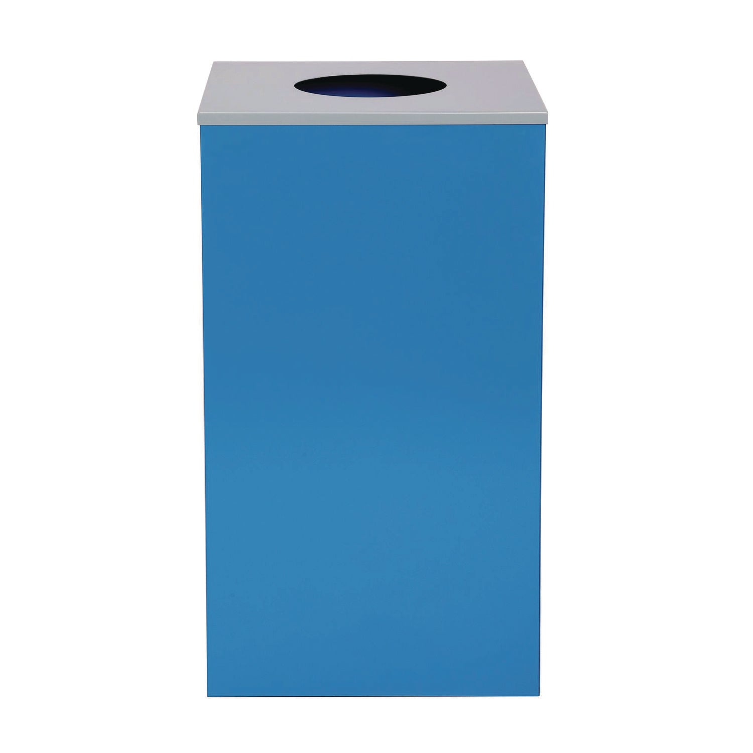 Alpine Industries 29 Gallon Trash/Recycling Cans, Steel, Blue Can with Circle Lid