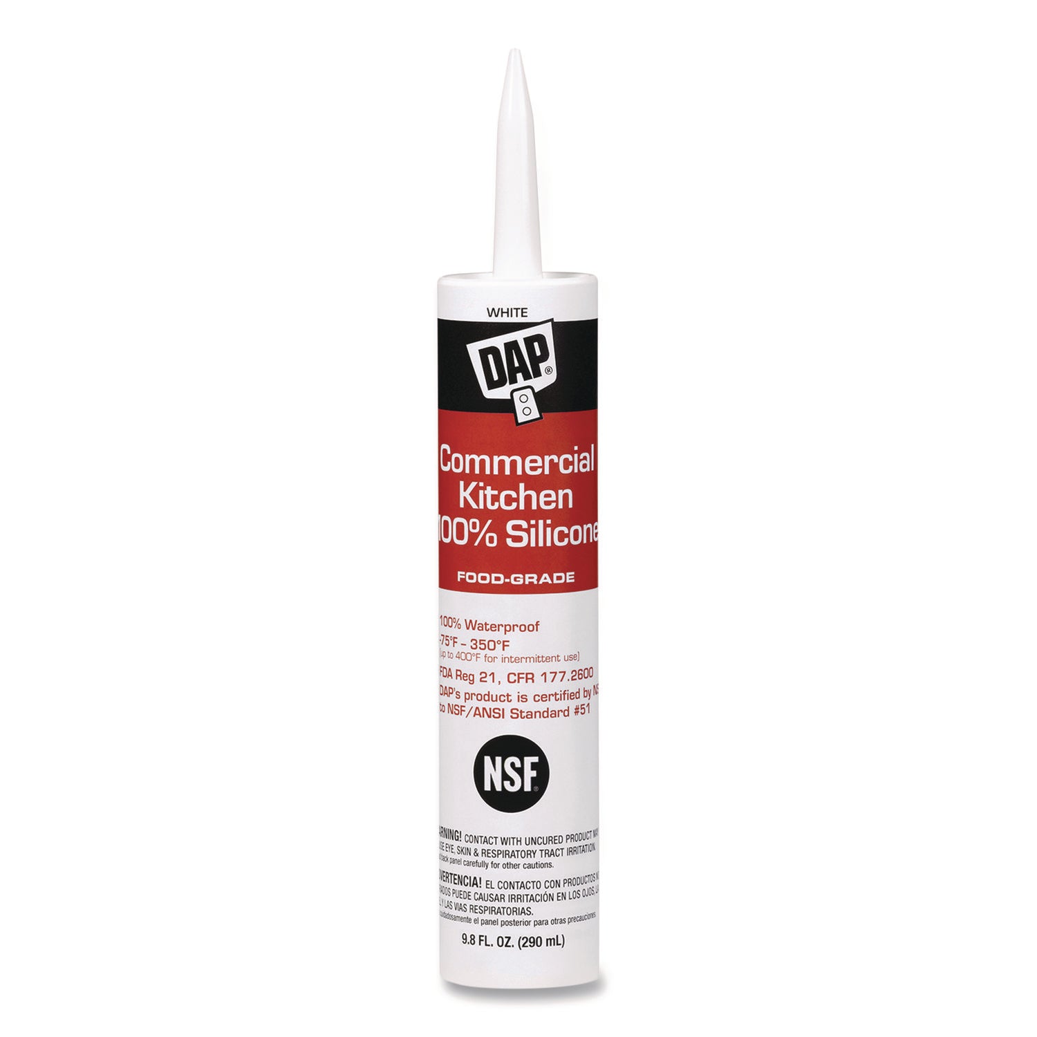 DAP® Commercial Kitchen Silicone Sealant, 9.8 oz Tube, White