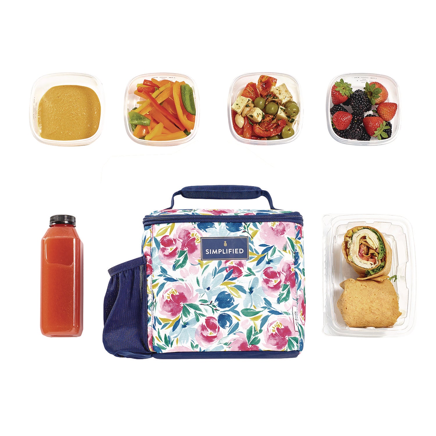 fit + fresh Simplified Lunch Bag, 9.25 x 5 x 9, Multicolor Floral