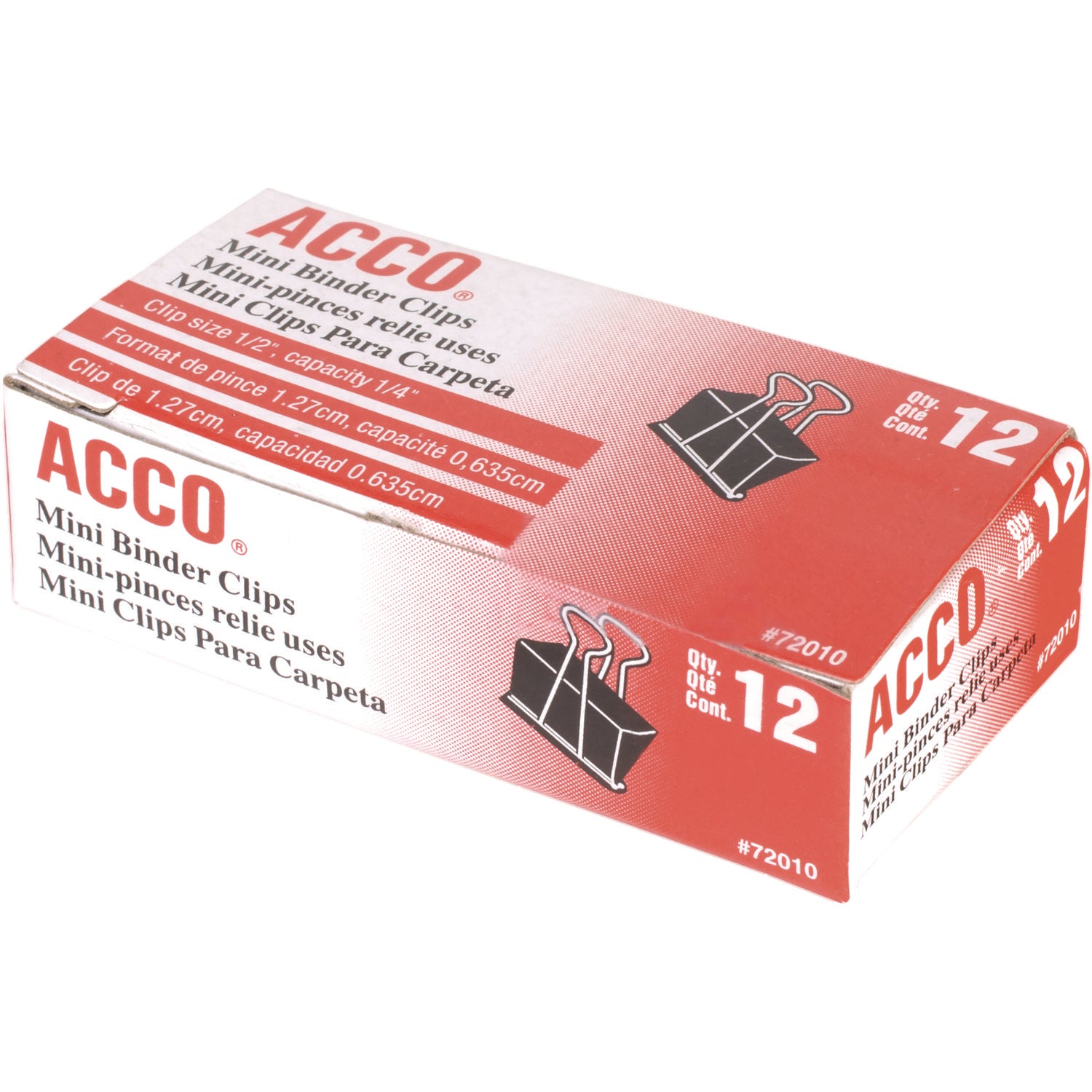 ACCO Binder Clips, Mini, Black/silver, Dozen