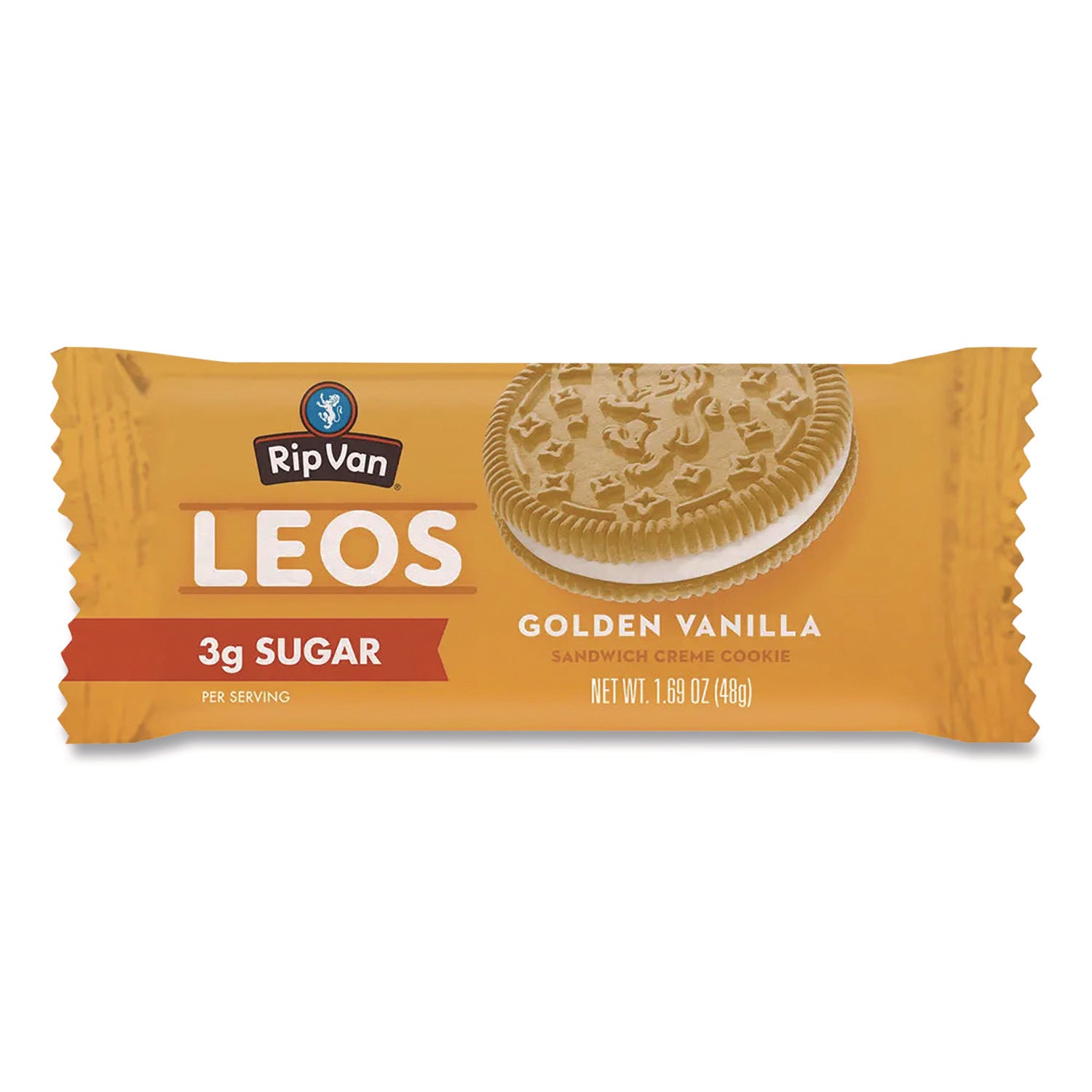 Rip Van® Leos Golden Vanilla Sandwich Cookies, 2 Cookies/Pack, 10 Packs/Box