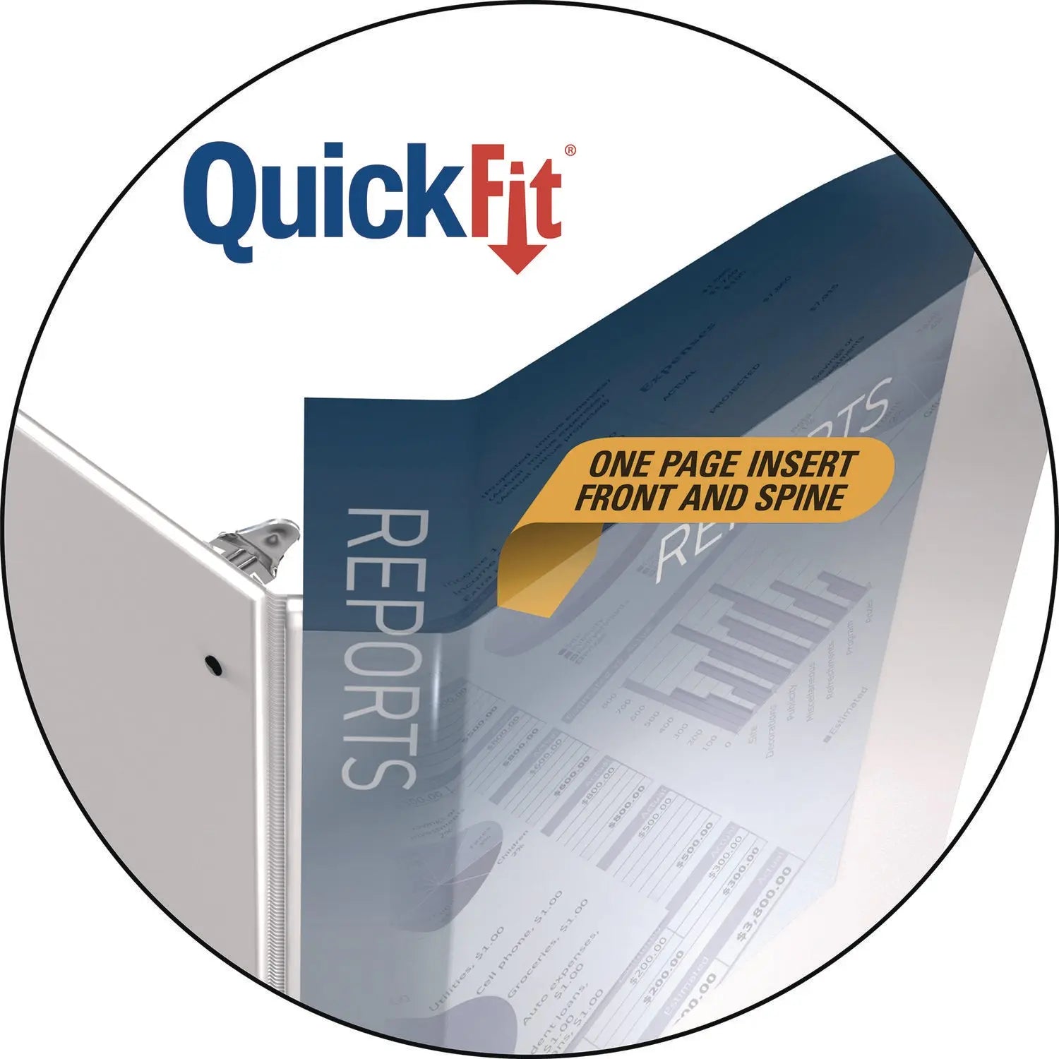 QuickFit D-Ring View Binder, 3 Rings, 2" Capacity, 11 x 8.5, White Stride Flipcost