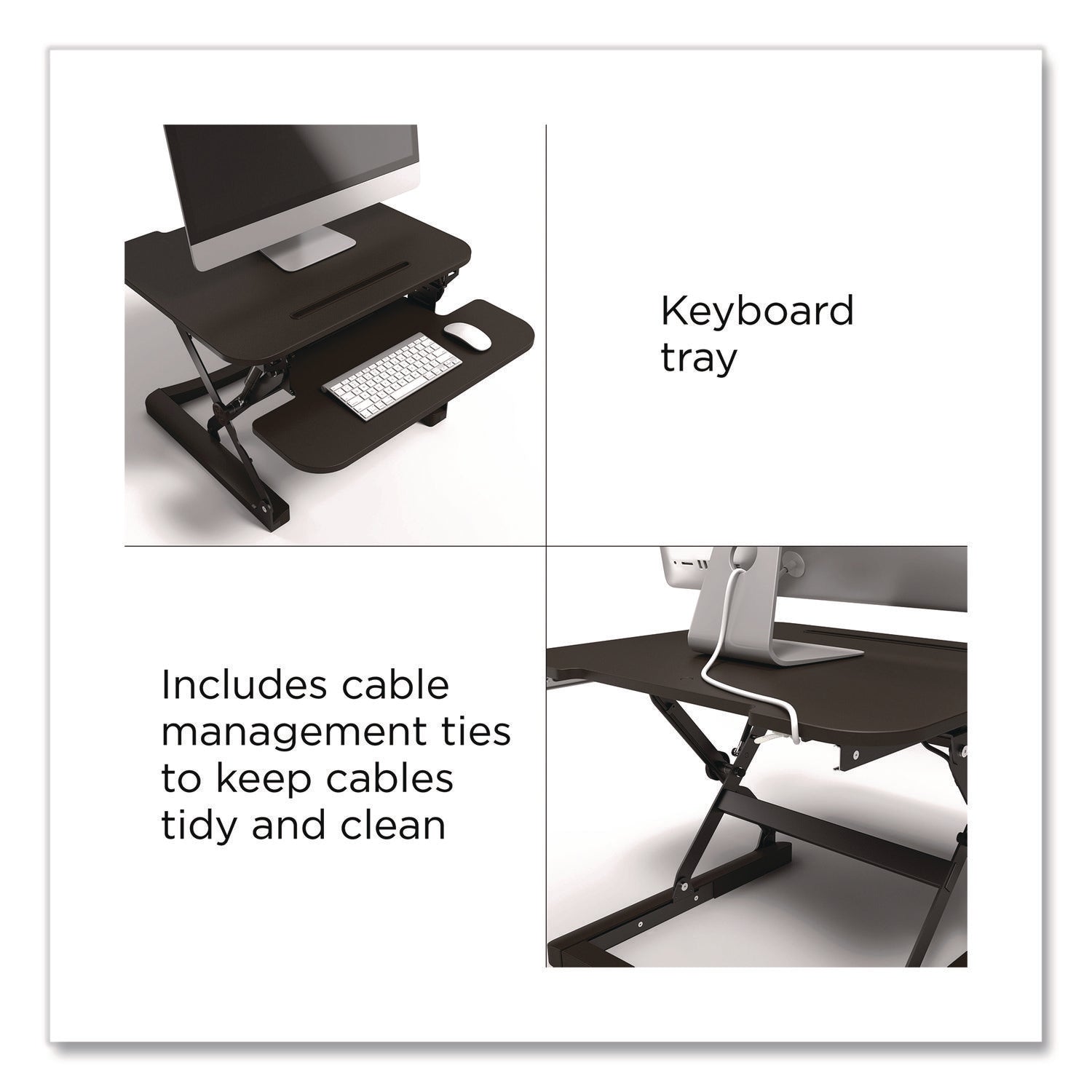 Union & Scale™ FlexFit Manual Adjustable Desk Converter, 26.7 x 30.8 x 5.9 to 19.6, Black