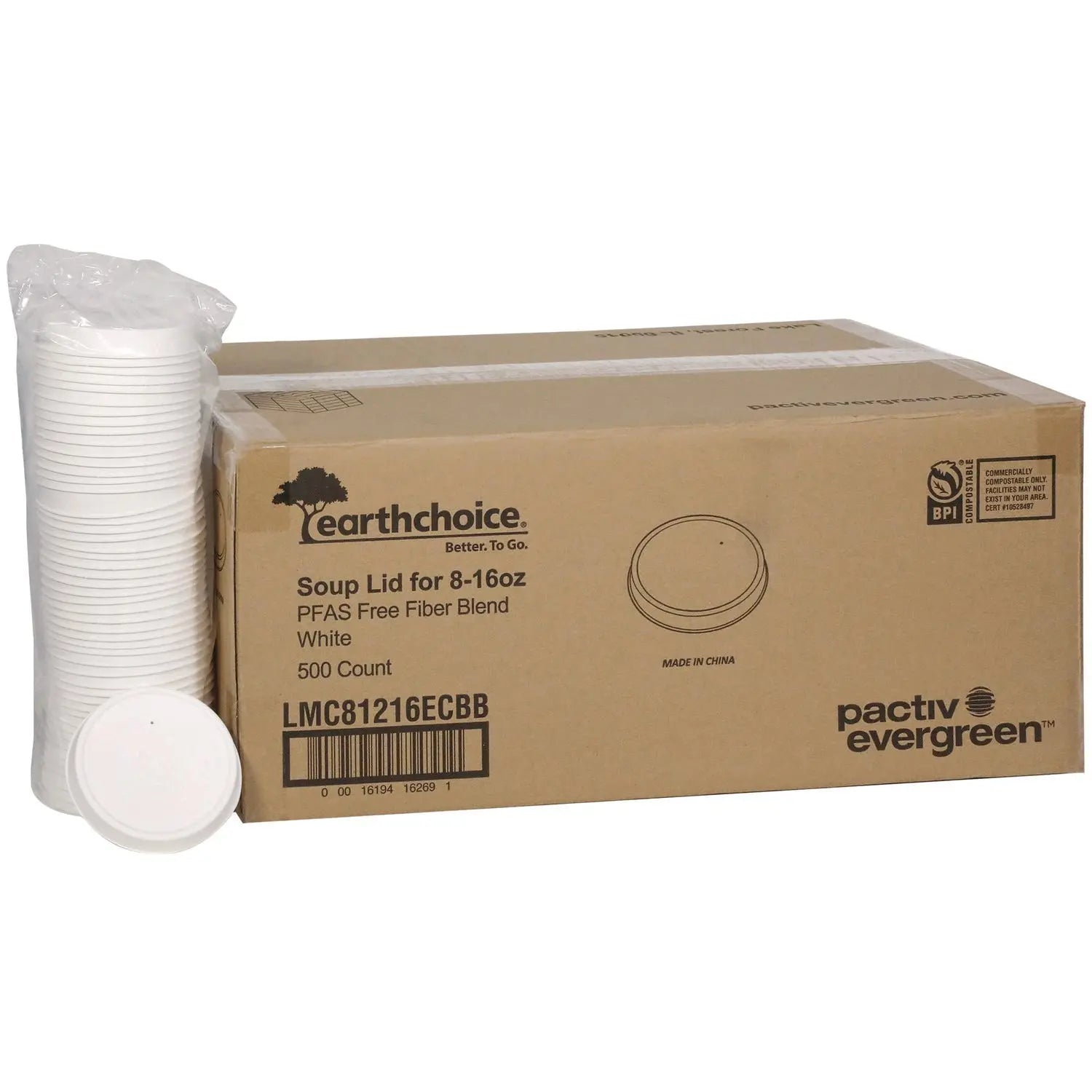EarthChoice PFAS-Free Compostable Soup Cup Lid, For 8-16 oz Soup Cups, 4