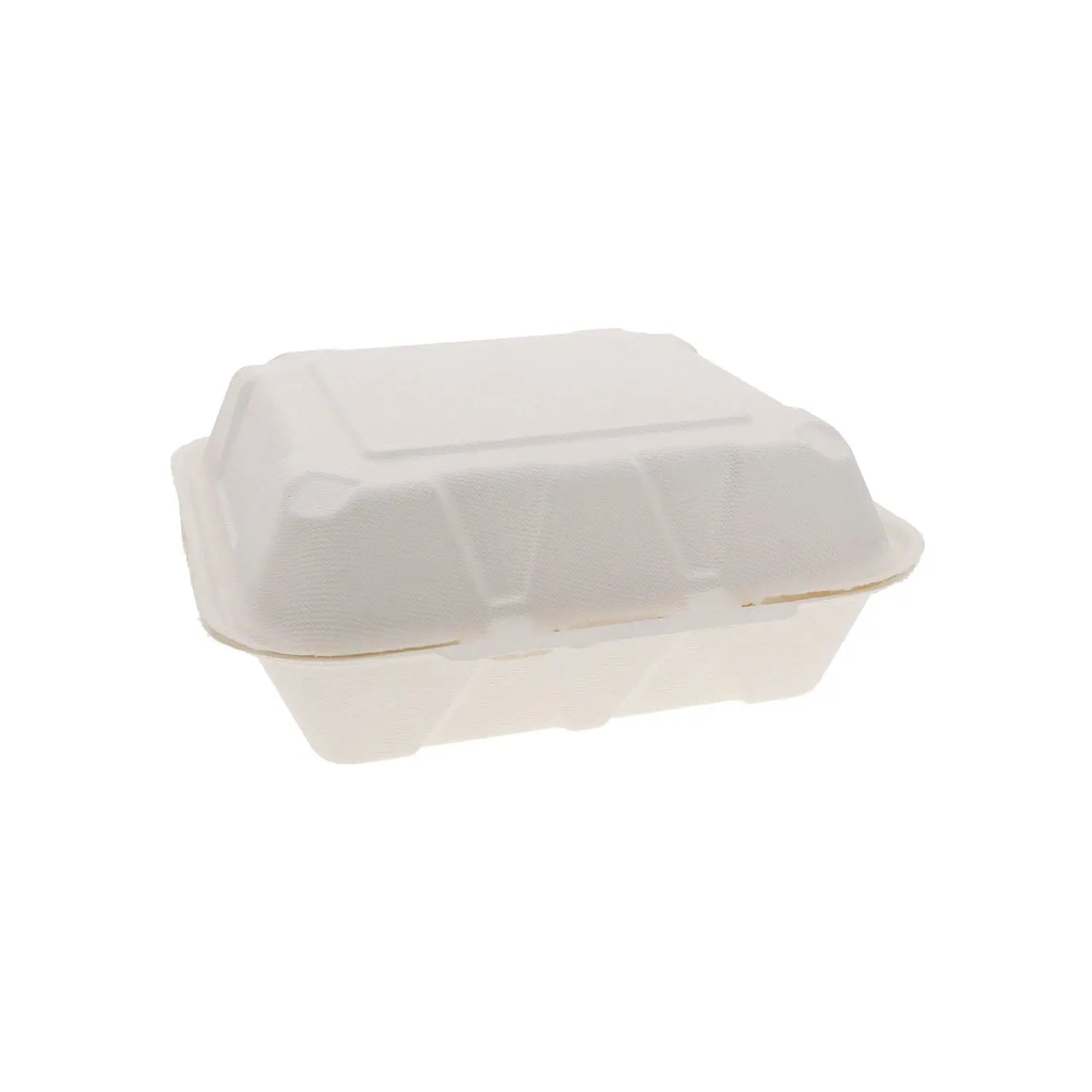EarthChoice PFAS Free Compostable Hinged Lid Container, 9 x 9 x 3, White, Sugarcane, 150/Carton