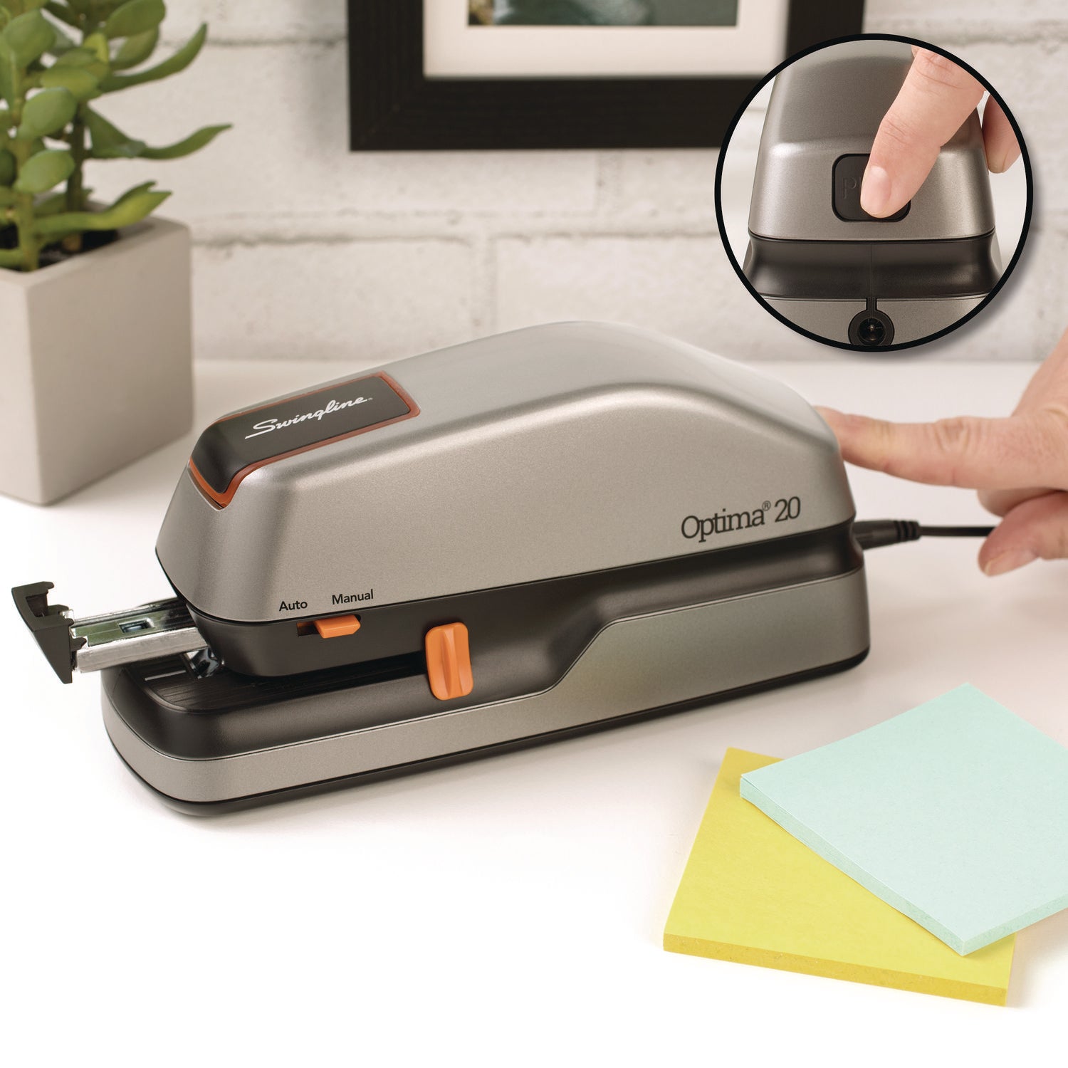 Swingline® Optima 20 Electric Stapler, 20-Sheet Capacity, Silver