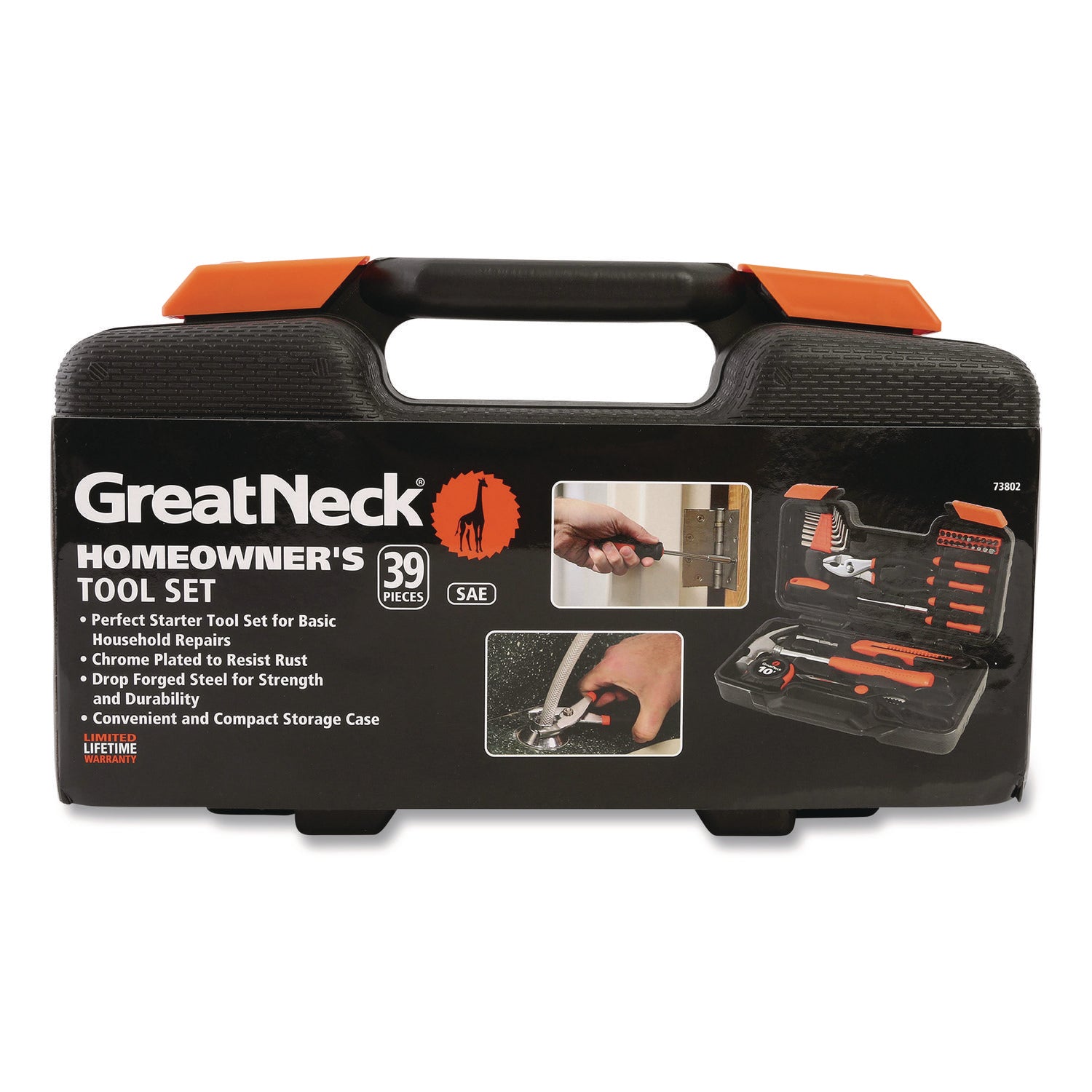 Great Neck® Homeowner's 39-Piece Tool Set, 12.38" x 3" x 7.25" Carry Case