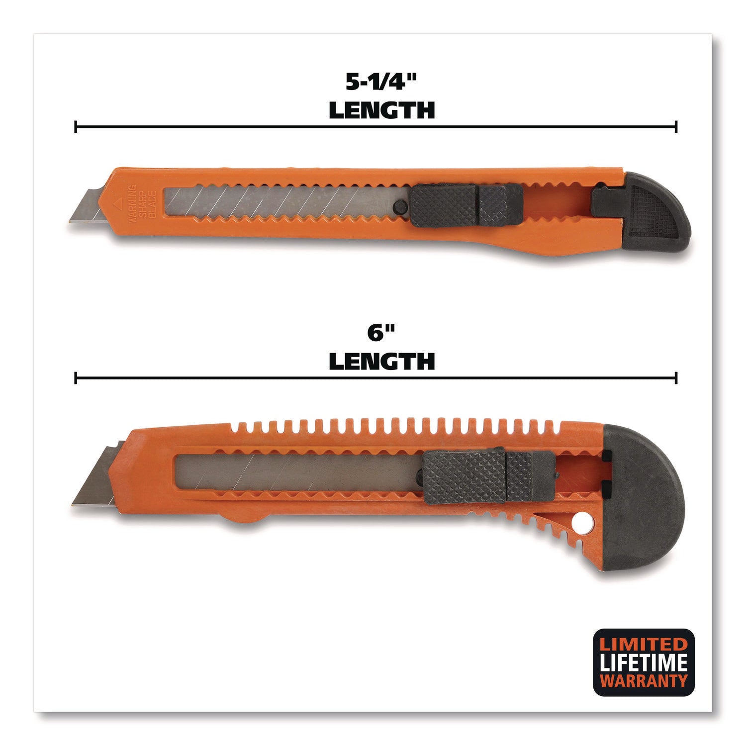 Great Neck® Snap-Off Utility Knife Set, 9 mm Knife, 18 mm Knife, Orange/Black