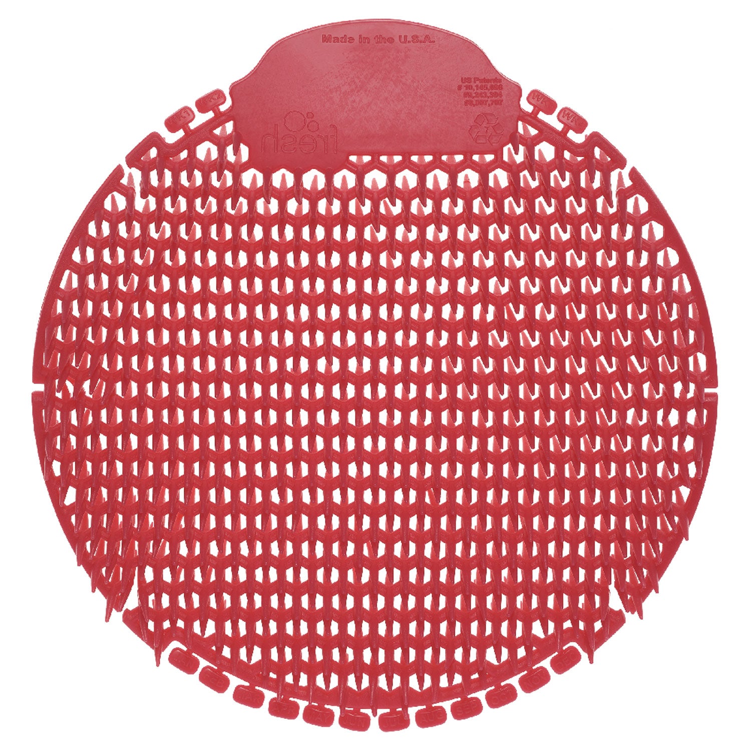 Fresh Products Slant7 With Terminator Urinal Screen, Evergreen Scent, Red, 30/carton