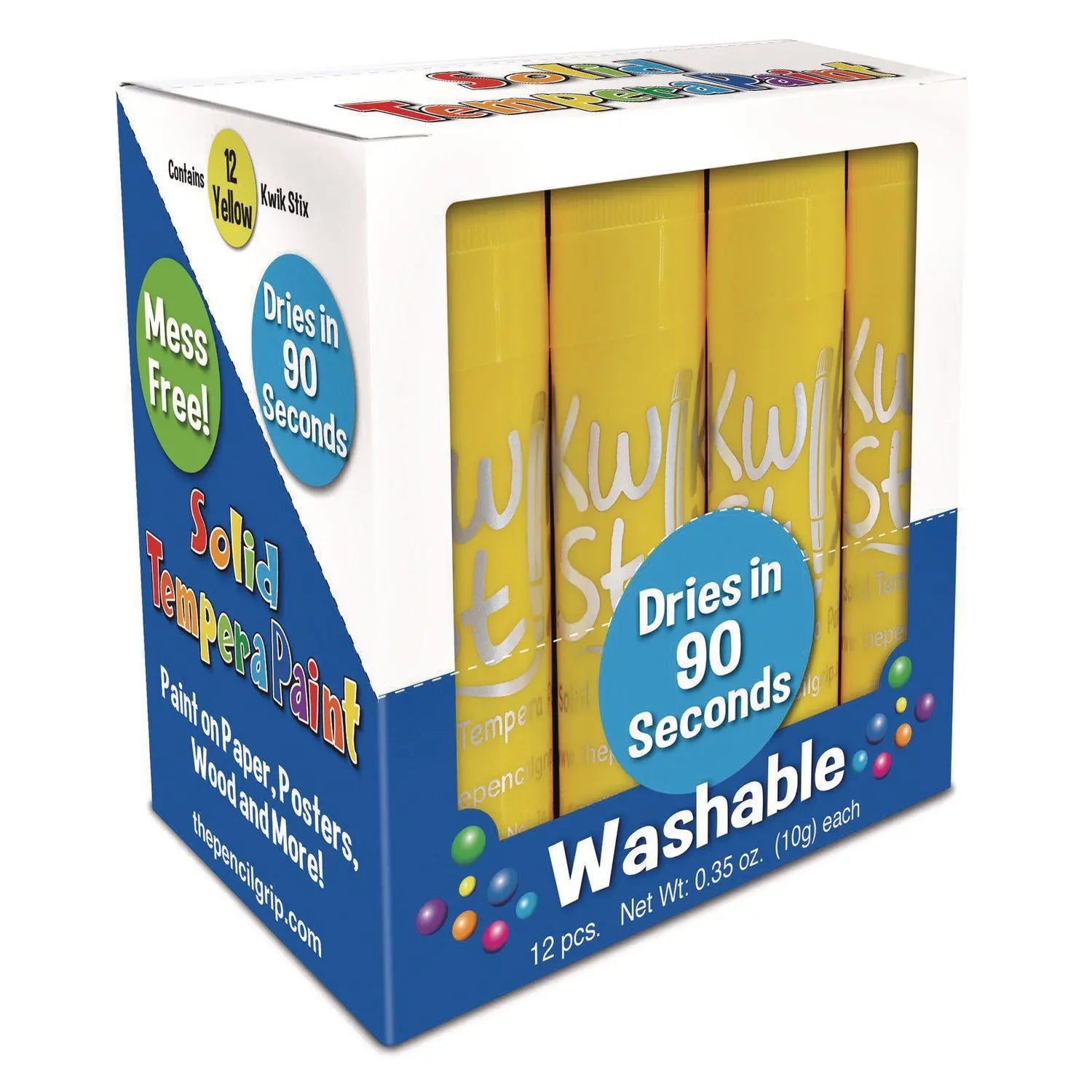 Kwik Stix Single Color Pack, 0.7" x 3.5", Yellow, 12/Pack, 12 Packs/Carton