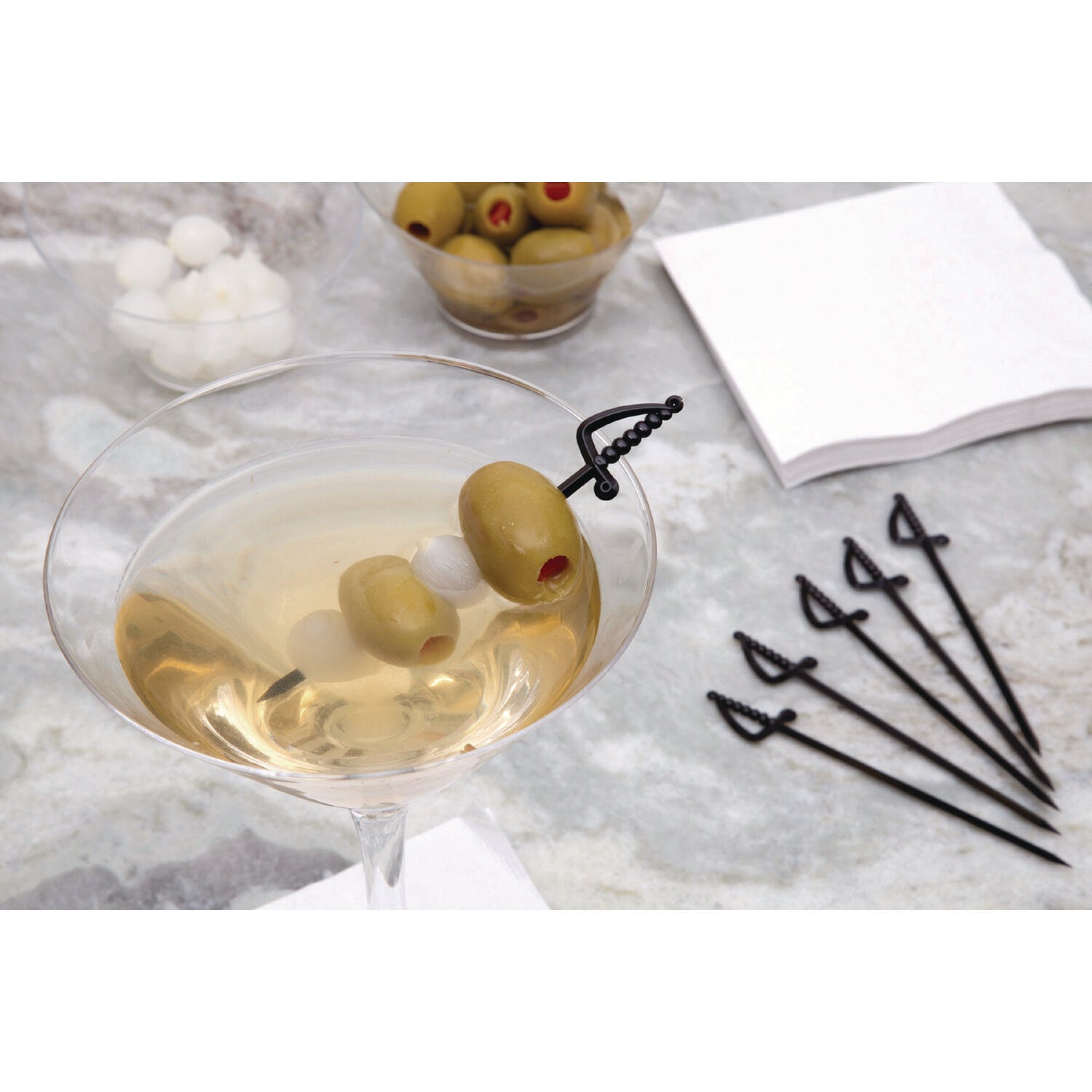 AmerCareRoyal® Sword Picks, Plastic, 6", Black, 1,000/Box, 10 Boxes/Carton