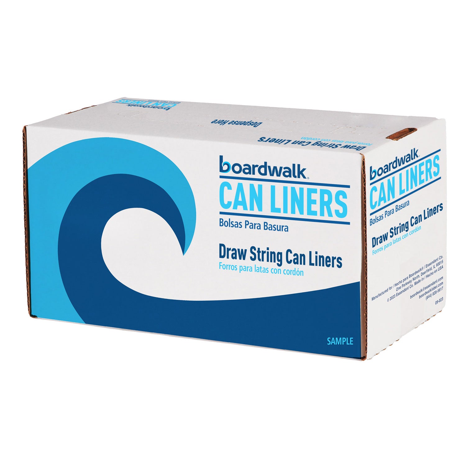 Boardwalk® Drawstring Kitchen Bags, Drawstring, 13 gal, 24" x 28", White, 50 Bags/Roll, 2 Rolls/Carton