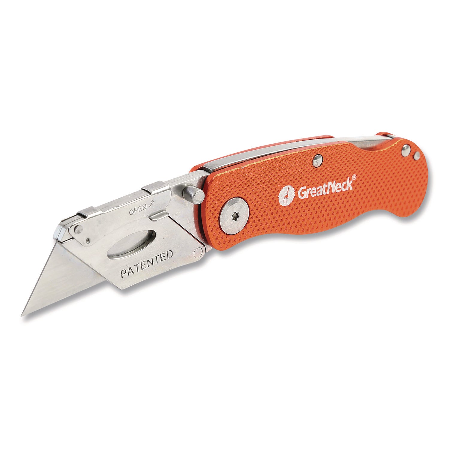 Great Neck® Quick Change Lock Back Utility Knife, 3.5" Aluminum Handle, Orange