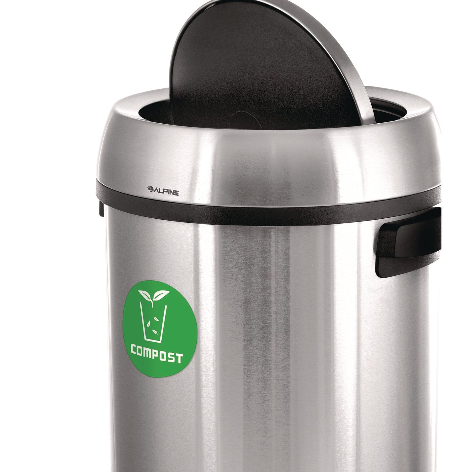 Alpine Industries 17 Gallon Stainless Steel Indoor Compost Receptacle with Swivel Lid