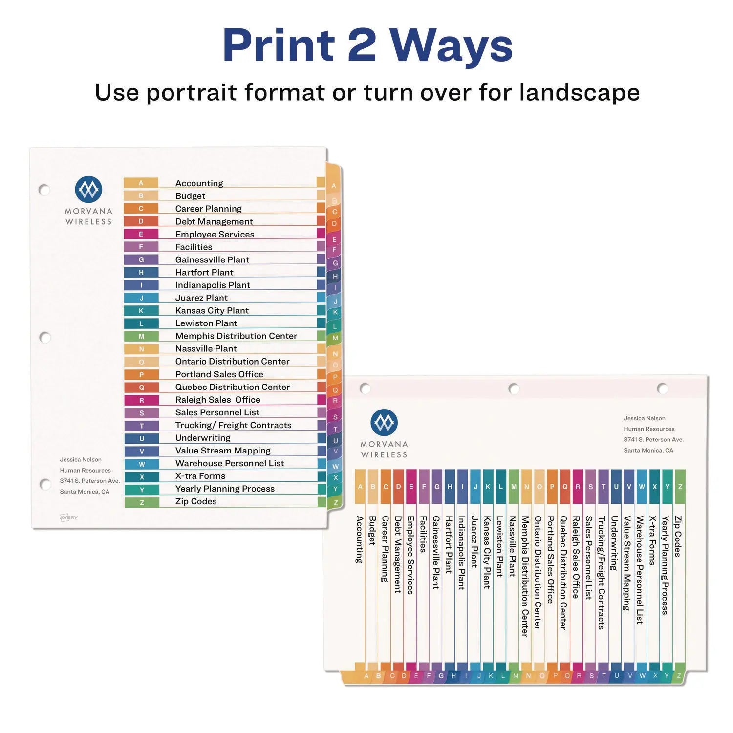 Customizable Table of Contents Ready Index Multicolor Dividers, 26-Tab, A to Z, 11 x 8.5, White, 6 Sets Avery® Flipcost